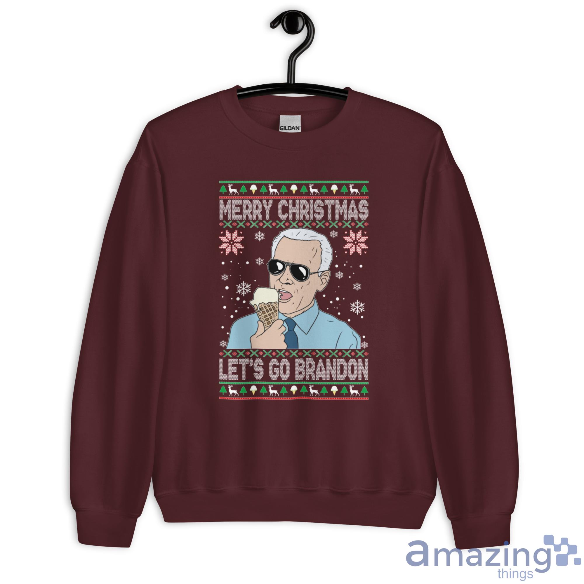 Merry Christmas Lets Go Brandon Ugly Christmas Sweatshirt - G180 Unisex Heavy Blend Crewneck Sweatshirt-2