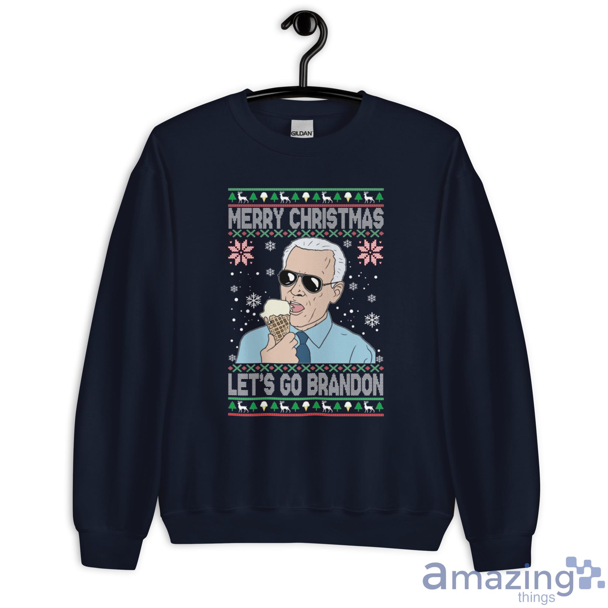 Merry Christmas Let's Go Brandon Ugly Christmas Sweatshirt - G180 Unisex Heavy Blend Crewneck Sweatshirt-1