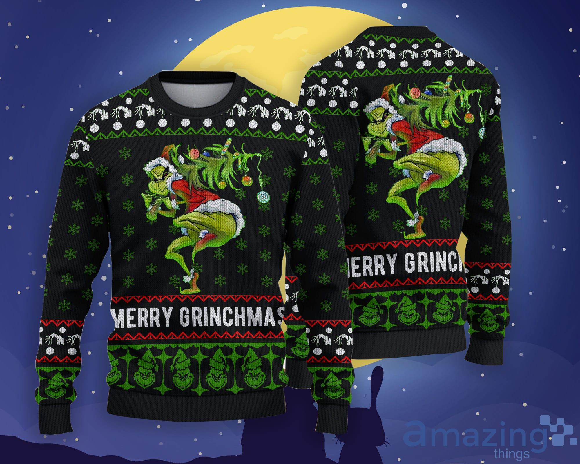 Merry Grinchmas Santa Christmas Gift Ugly Christmas Sweater Product Photo 1