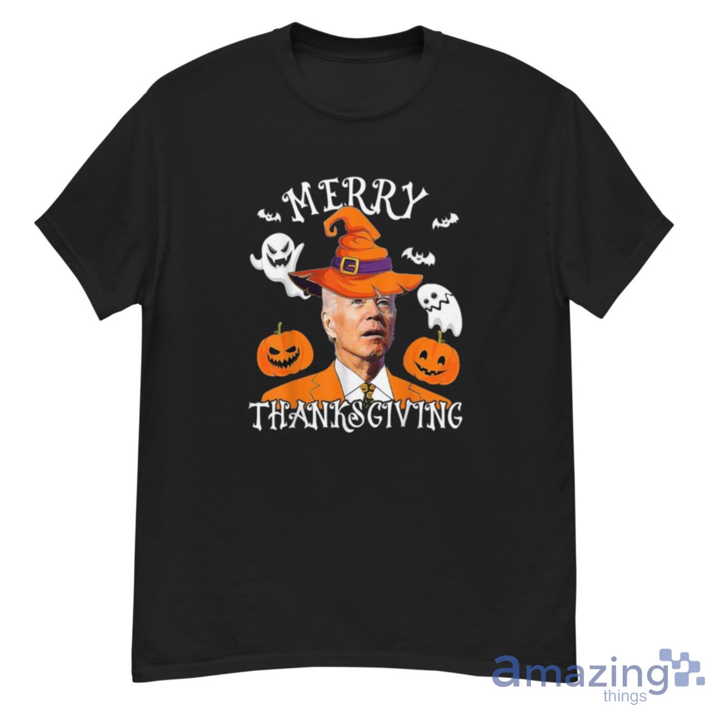 Merry Thanksgiving Joe Biden Boo And Pumpkin Halloween Shirt Product Photo 1