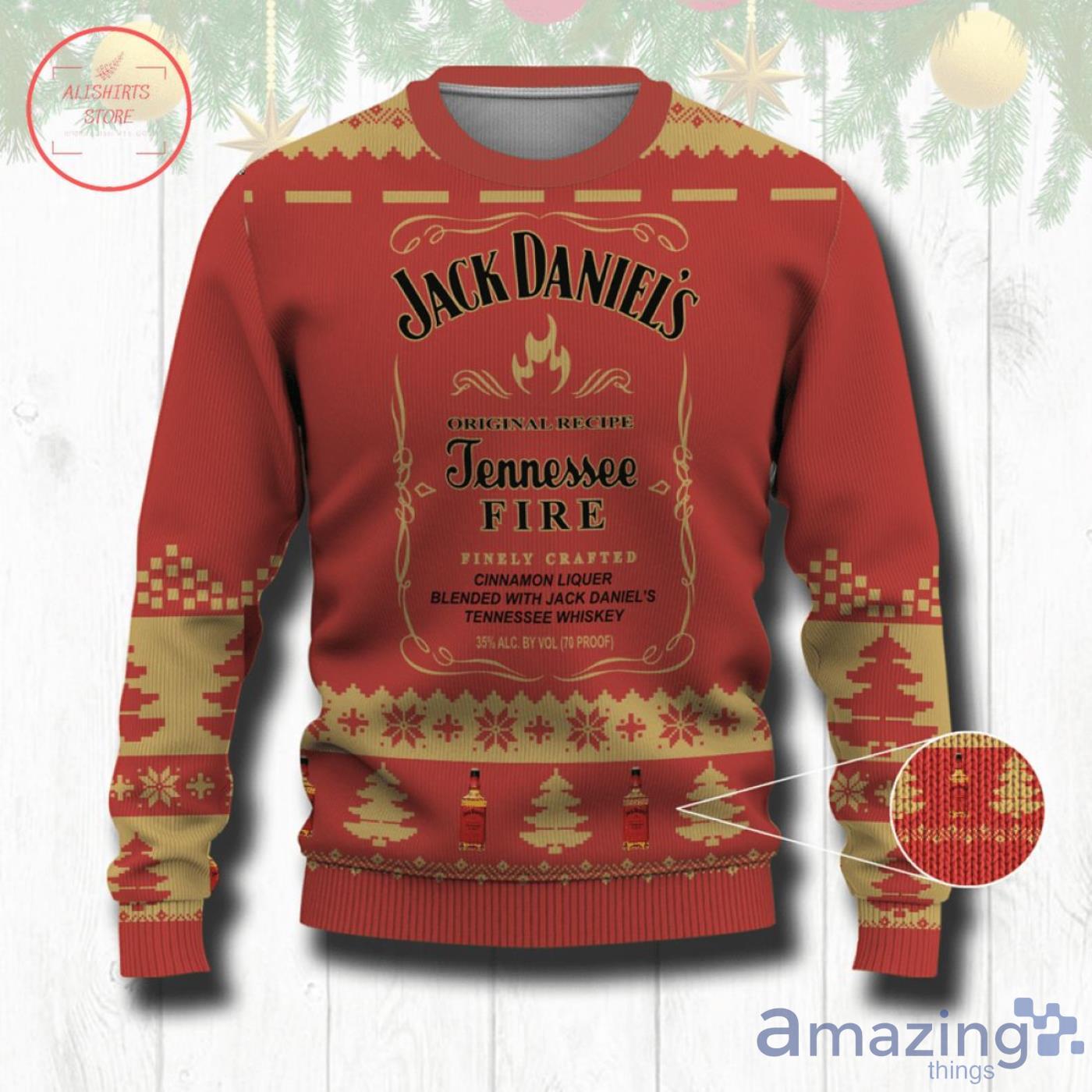 Merry Xmas Tennesee Fire Whiskey Christmas Pattern Ugly Sweater Product Photo 1