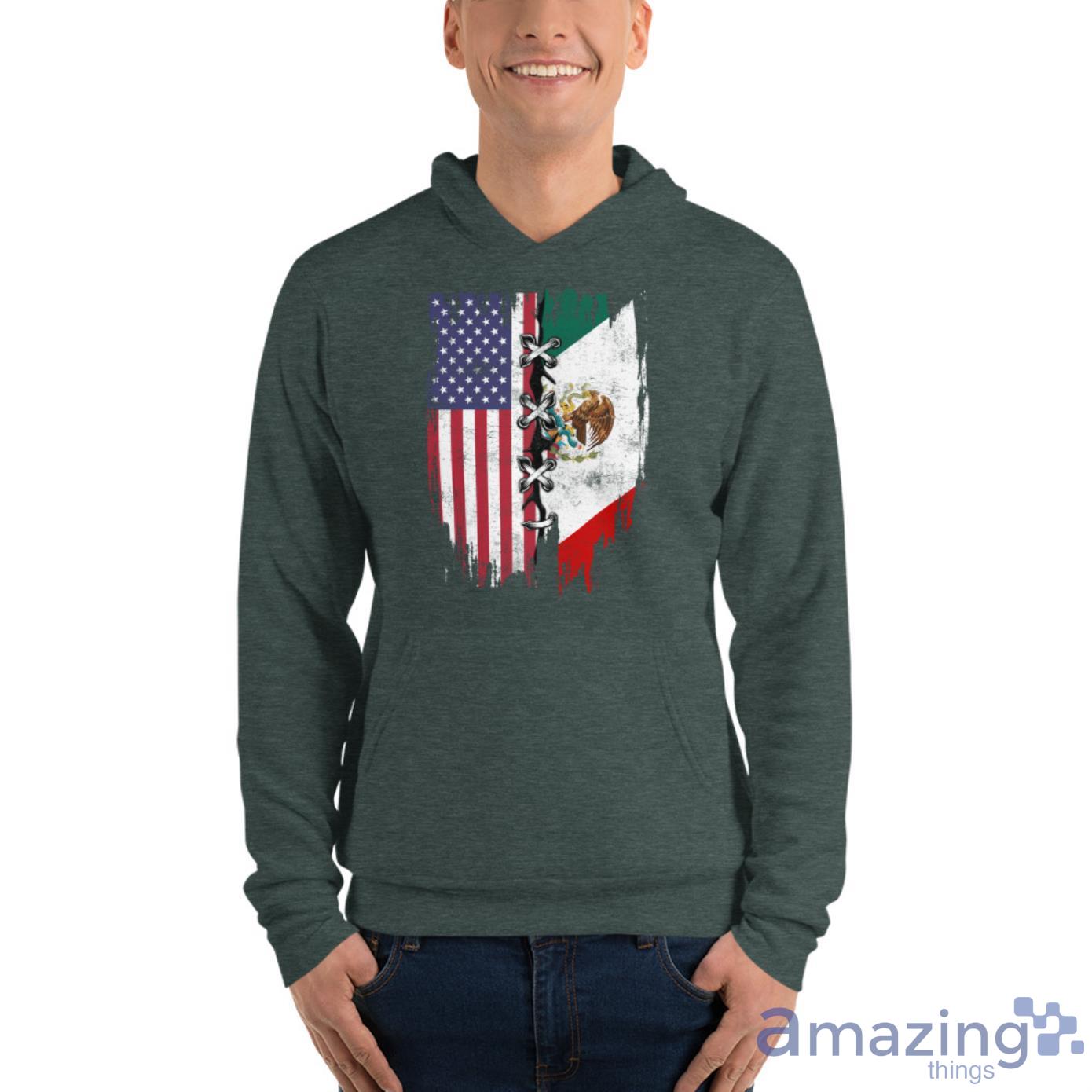 Mexican And American Flag Shirt image Mexican And American Flag Shirt - Unisex Fleece Pullover Hoodie-1