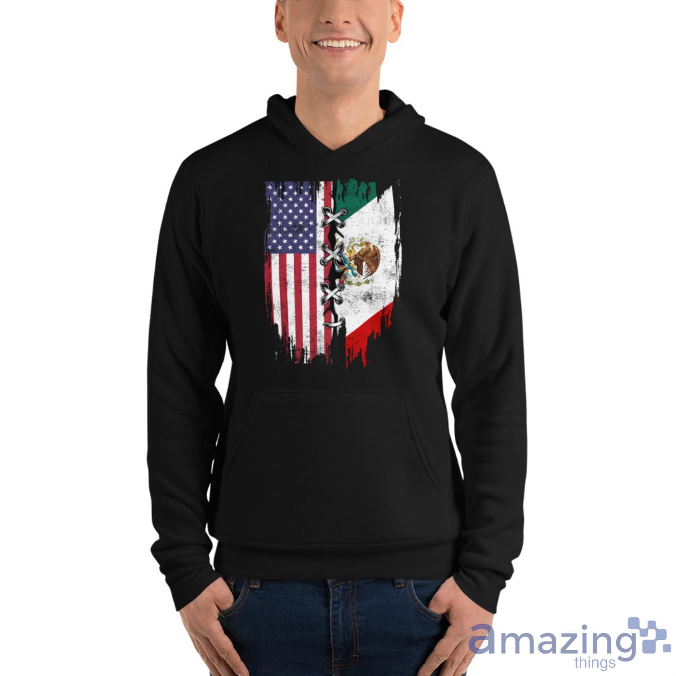 Mexican And American Flag Shirt image Mexican And American Flag Shirt - Unisex Fleece Pullover Hoodie