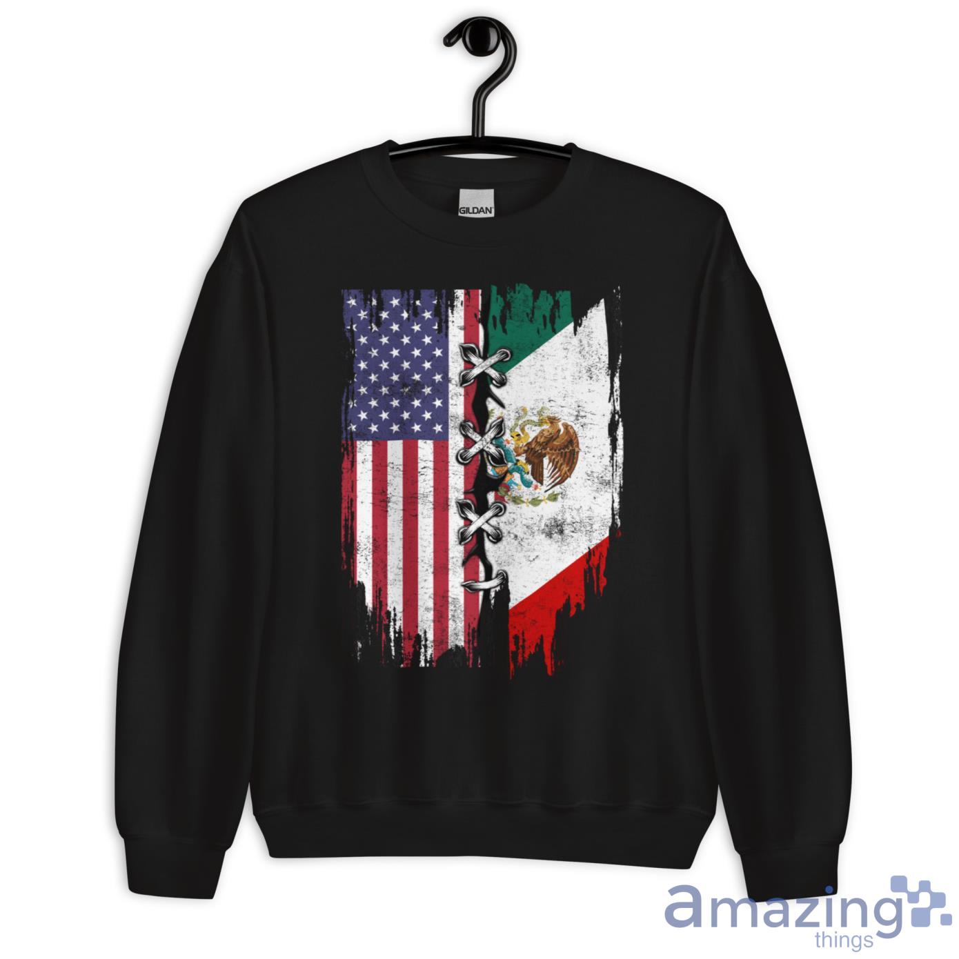 Mexican And American Flag Shirt image Mexican And American Flag Shirt - Unisex Heavy Blend Crewneck Sweatshirt