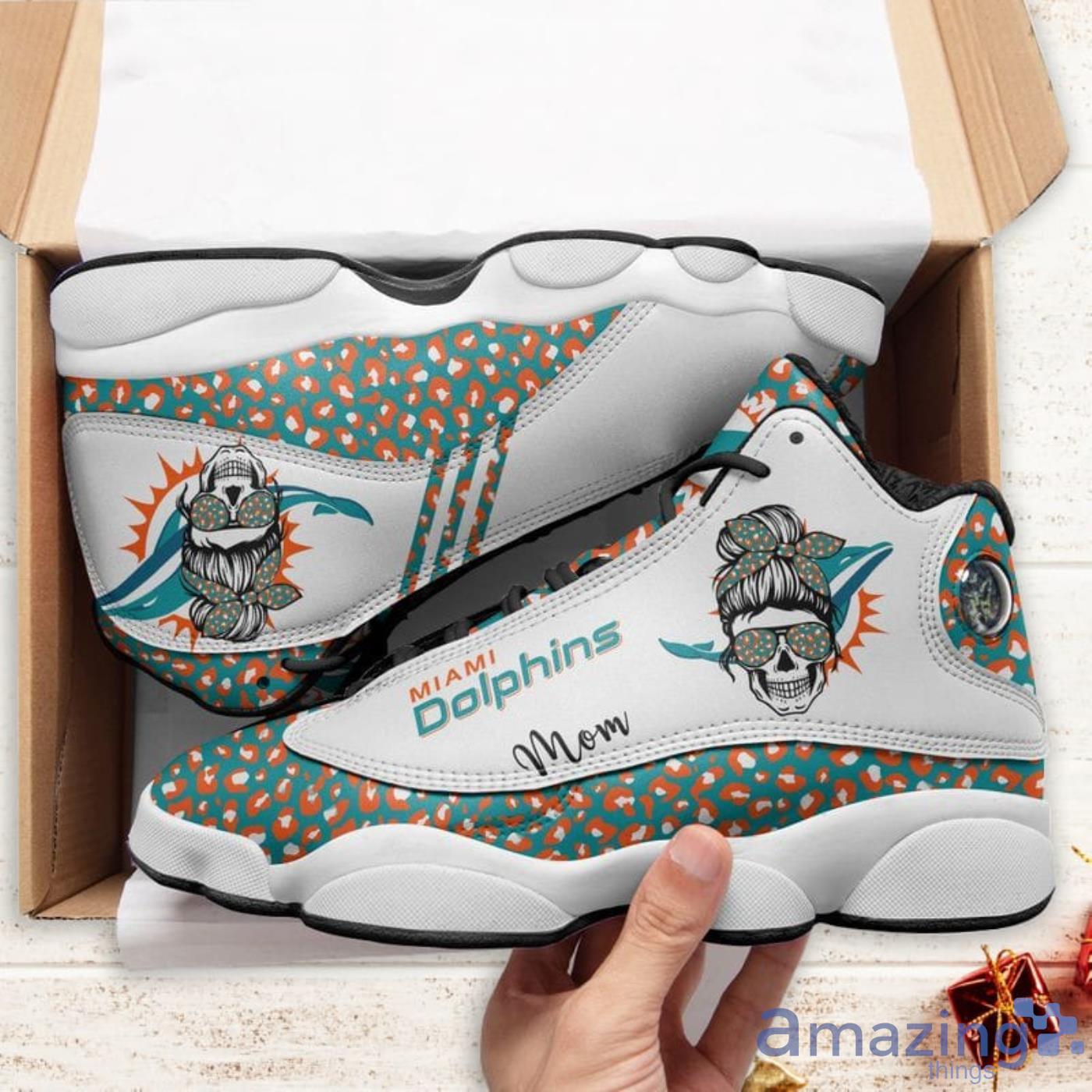 Miami Dolphins Mom Leopard Pattern Air Jordan 13 Shoes For Fans