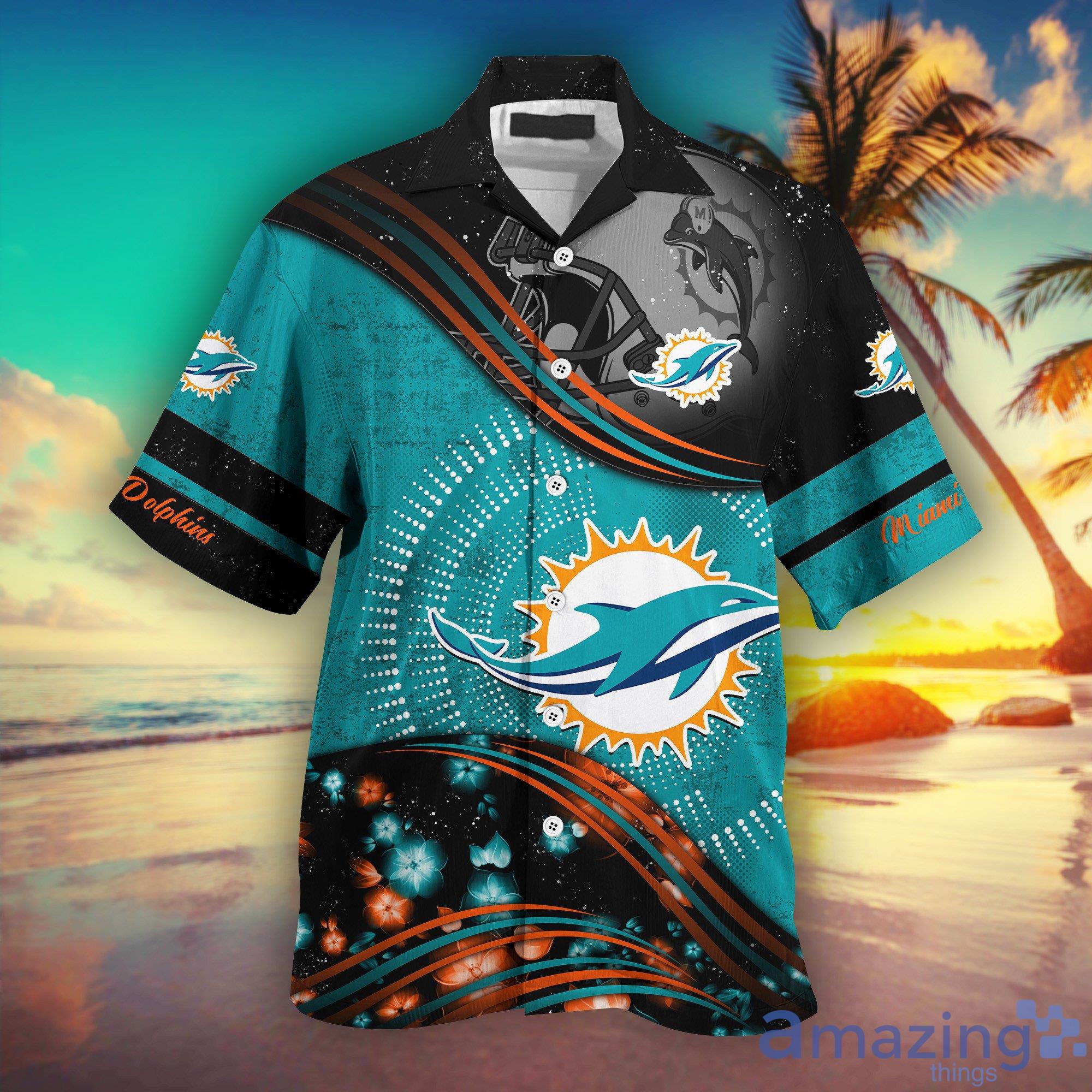 Miami Dolphins Flower Short Sleeve Hawaiian Shirt & Short