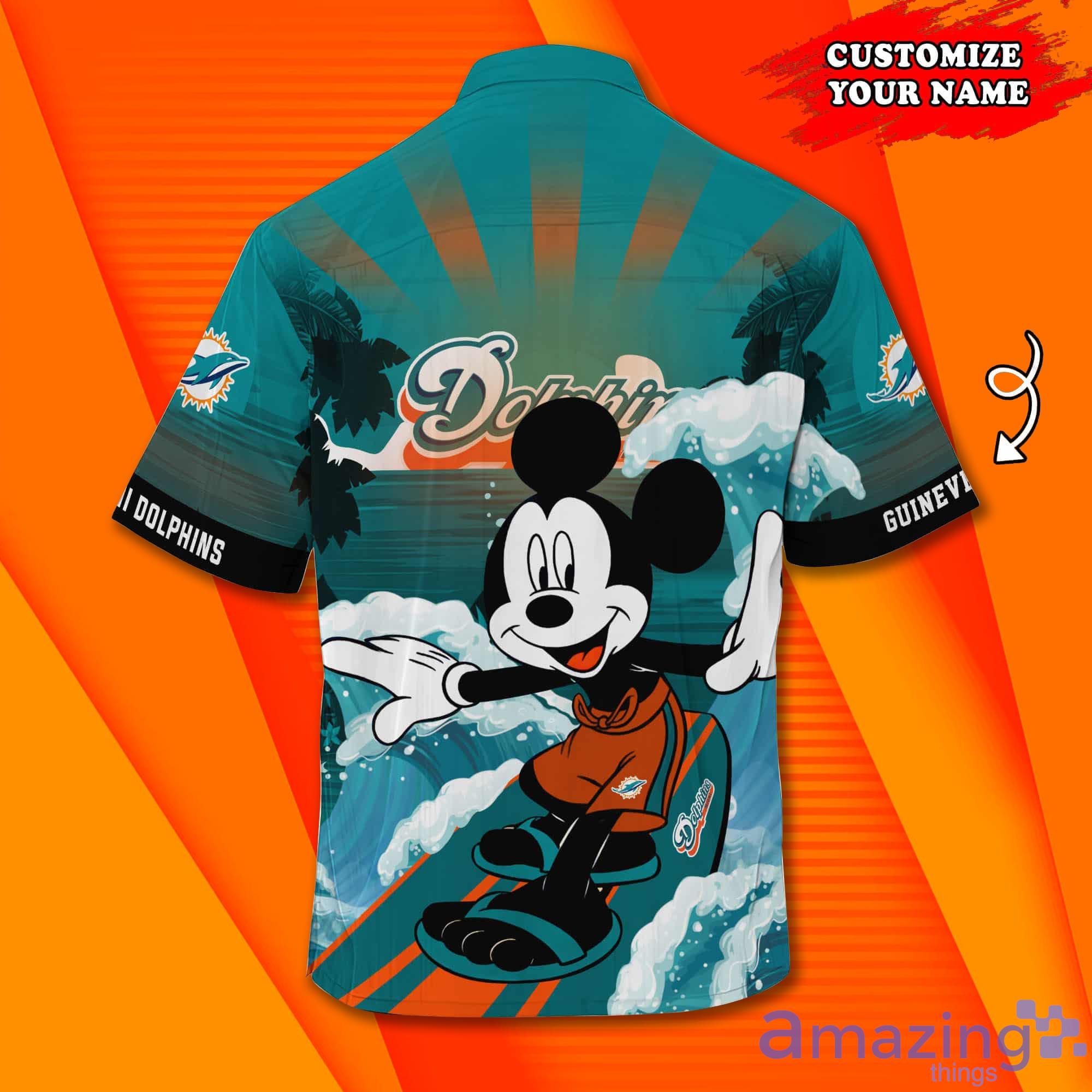 Miami Dolphins NFL Mickey Mouse Custom Name Hawaiian Shirt Product Photo 1