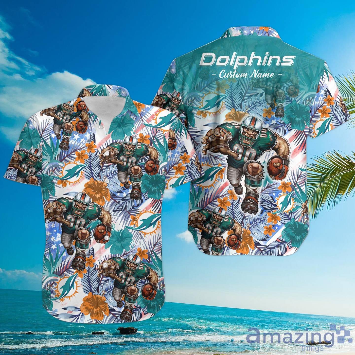 Custom Miami Dolphins Youth Aqua Any Name & Number Logo Long Sleeve T-Shirt  