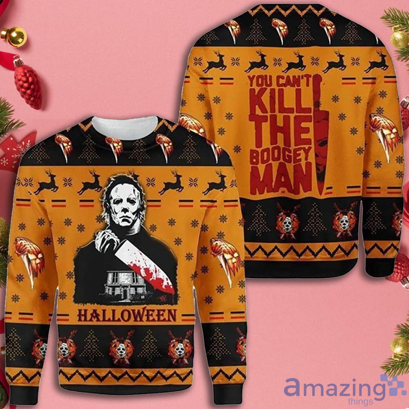 Michael Myers You Can't Kill The Boogeyman Horror Ugly Christmas Sweater Product Photo 1