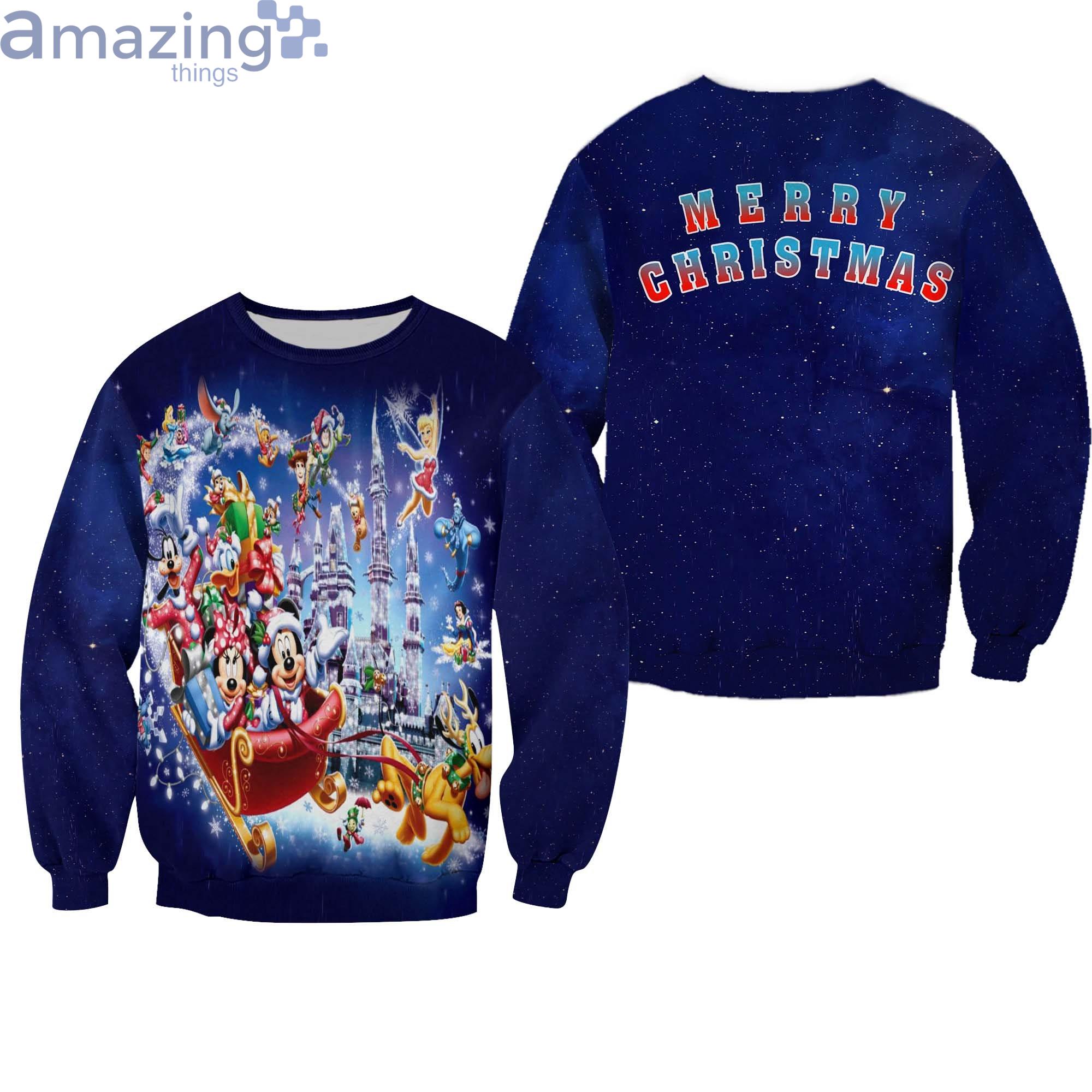 Mickey And Friends Pattern Xmas Blue 2022 Christmas Disney Cartoon Sweater Product Photo 1 Mickey And Friends Pattern Xmas Blue 2022 Christmas Disney Cartoon Sweater Product Photo 1