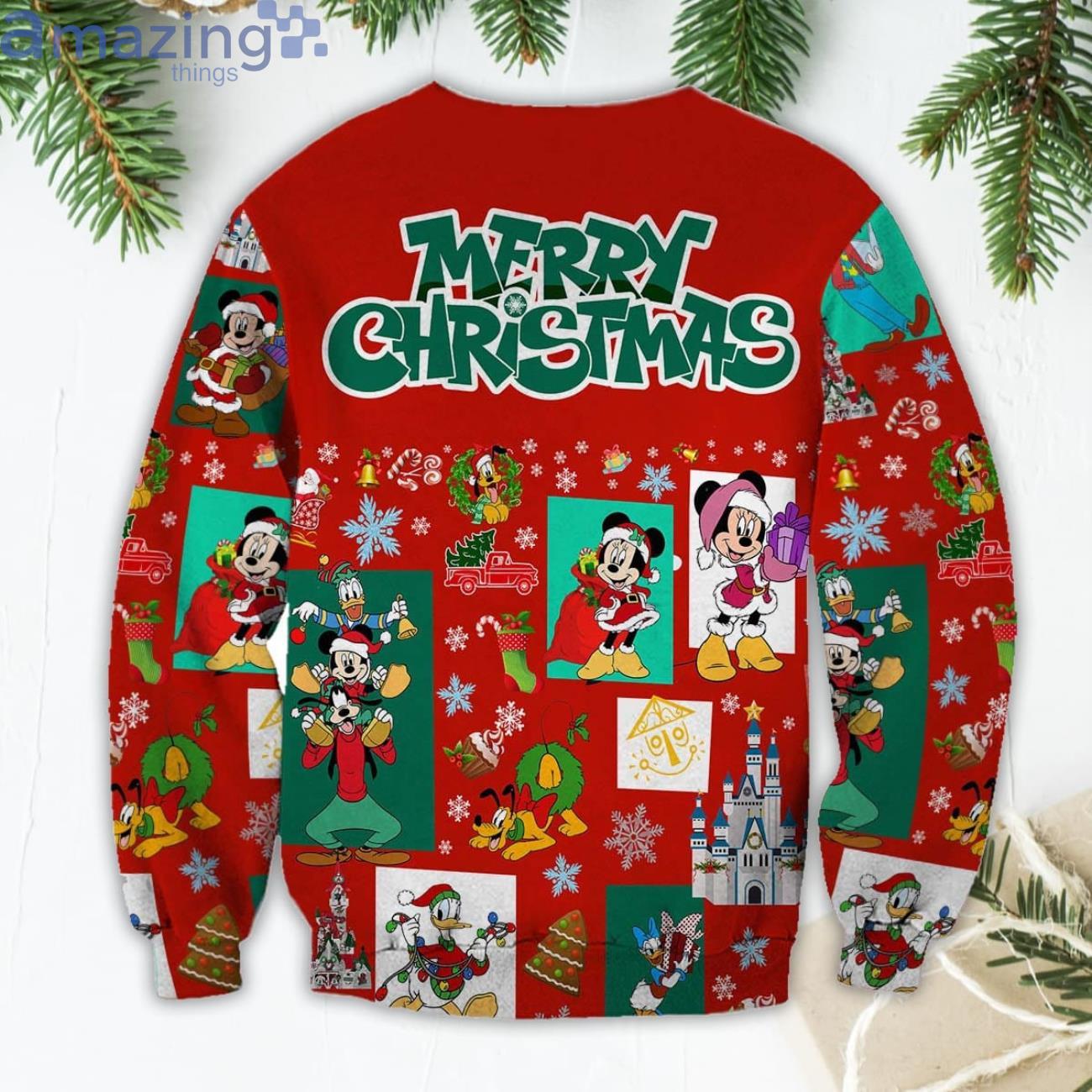 Mickey And Minnie Pattern Xmas Red 2022 Christmas Disney Cartoon Sweater Product Photo 1