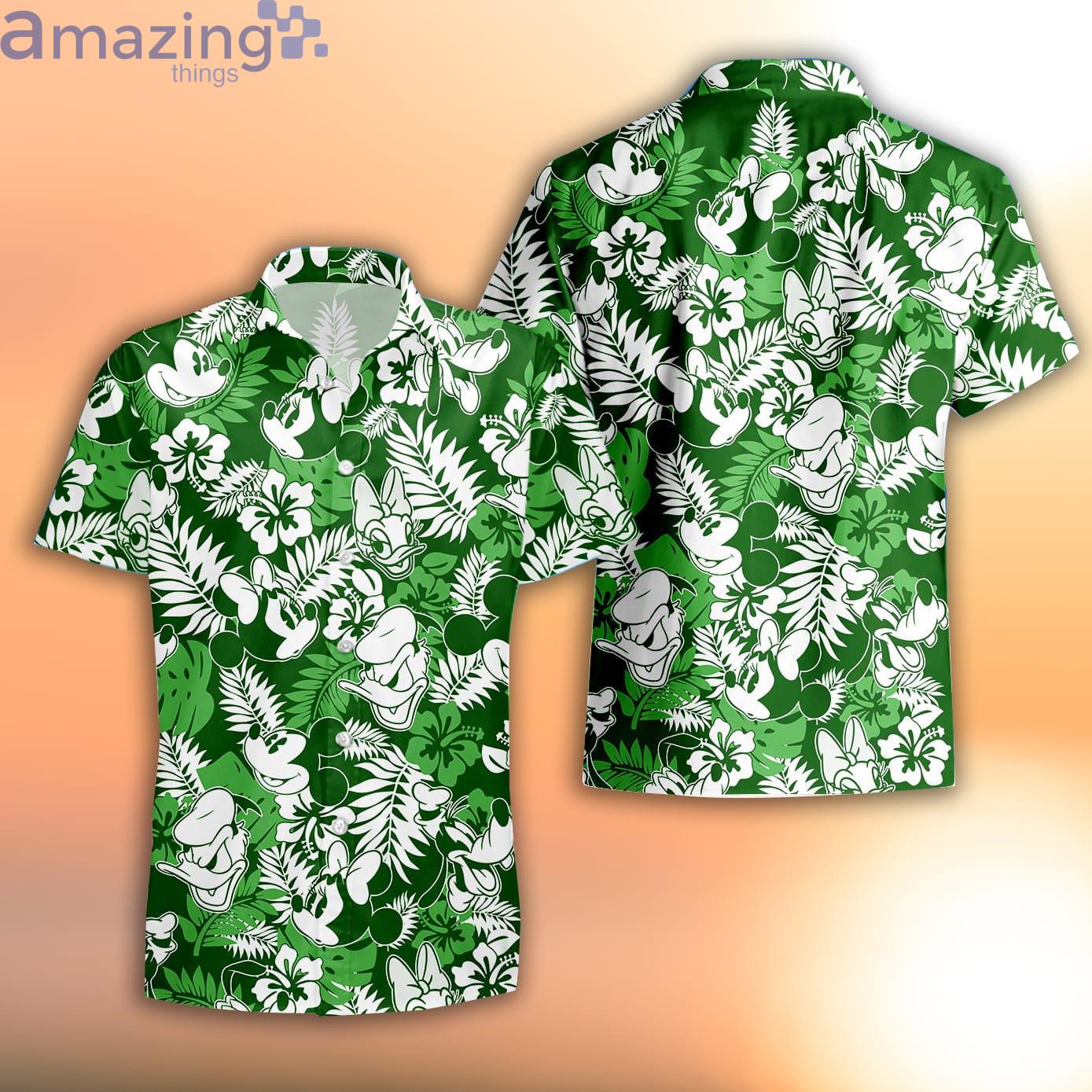 Mickey & Friends Green White Summer Tropical Disney Hawaiian Shirt Product Photo 1