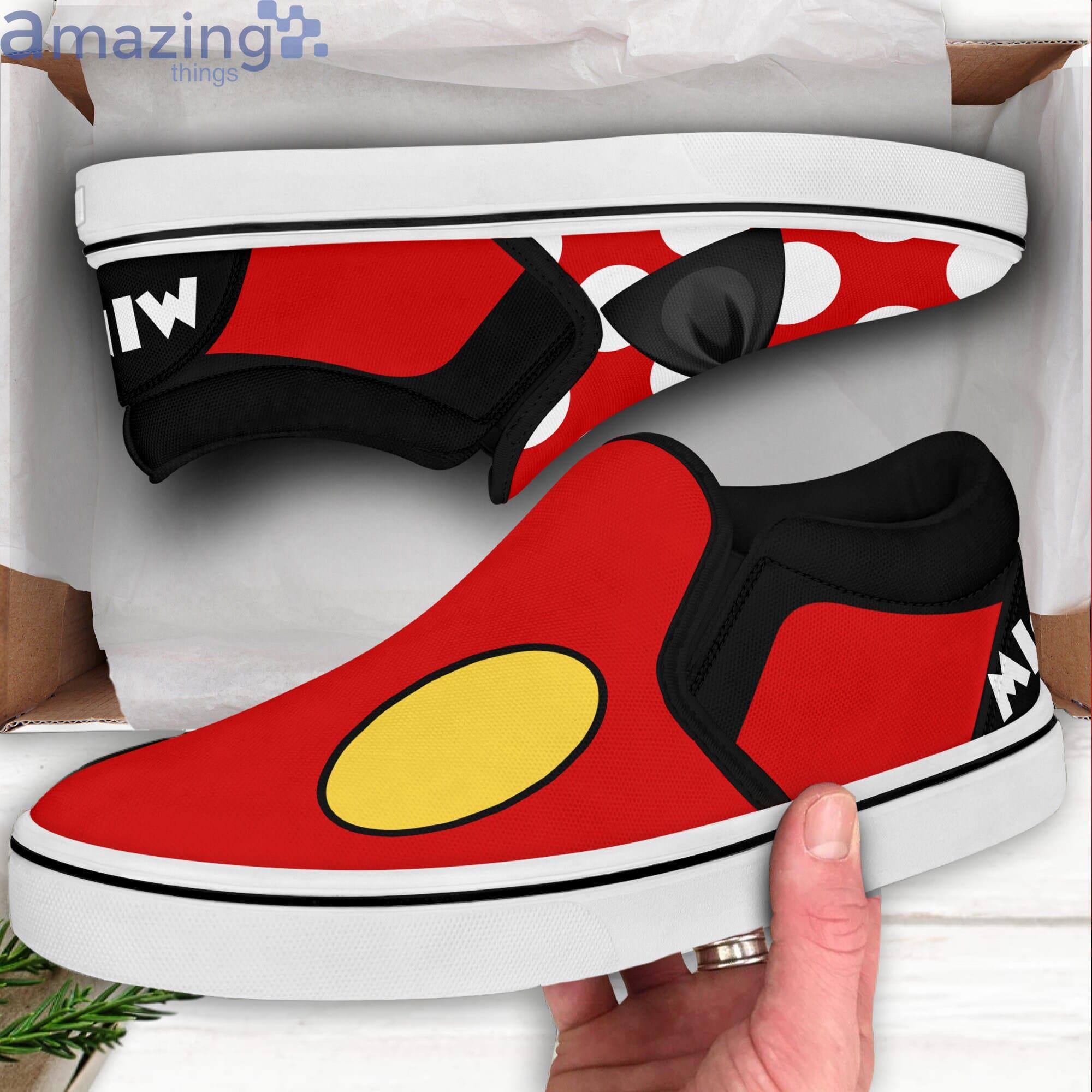 Mickey & Minnie Iconic Red Black White Bling Patterns Disney Cartoon Slip On Shoes image Mickey & Minnie Iconic Red Black White Bling Patterns Disney Cartoon Slip On Shoes Product Photo 2