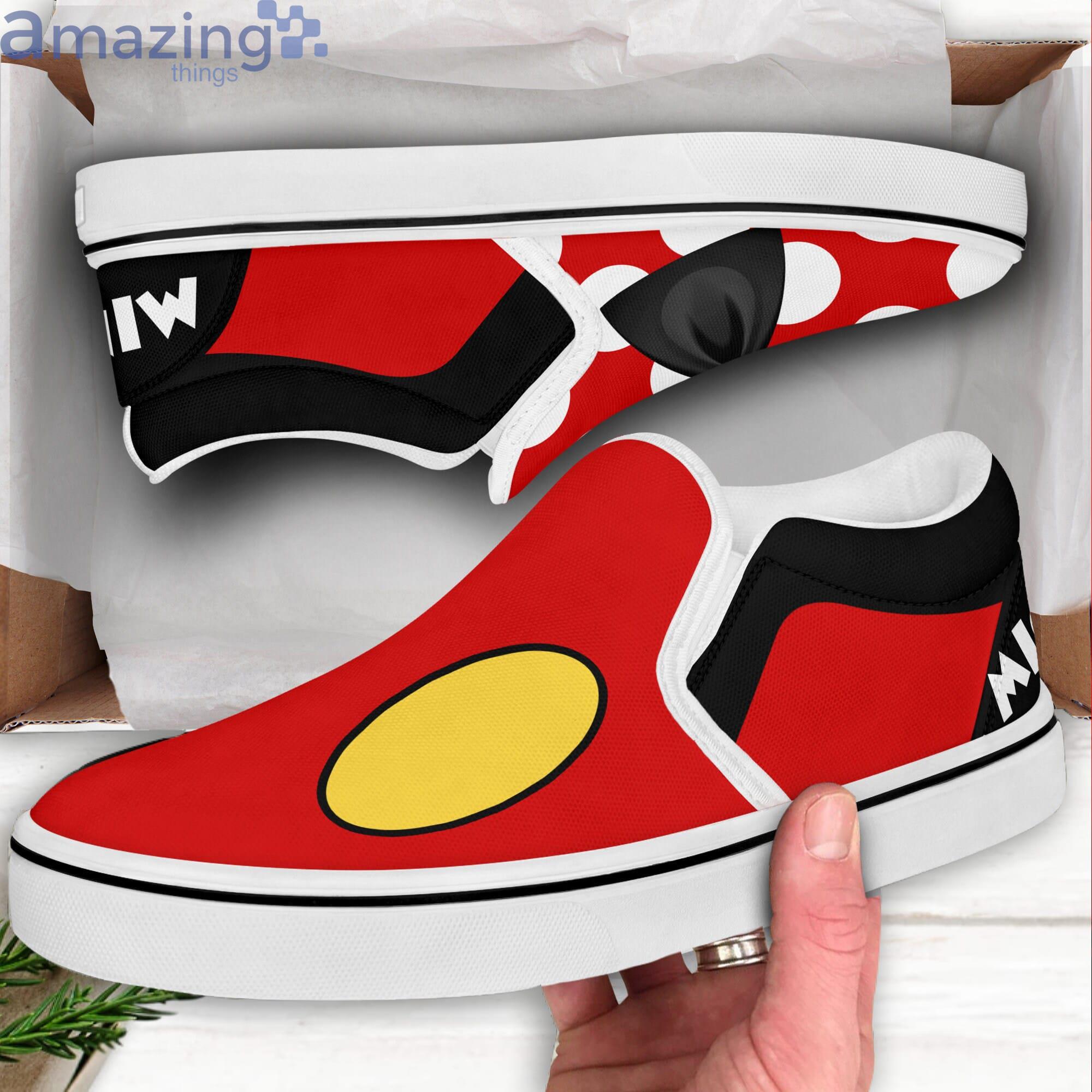 Mickey & Minnie Iconic Red Black White Bling Patterns Disney Cartoon Slip On Shoes Product Photo 1 Mickey & Minnie Iconic Red Black White Bling Patterns Disney Cartoon Slip On Shoes Product Photo 1