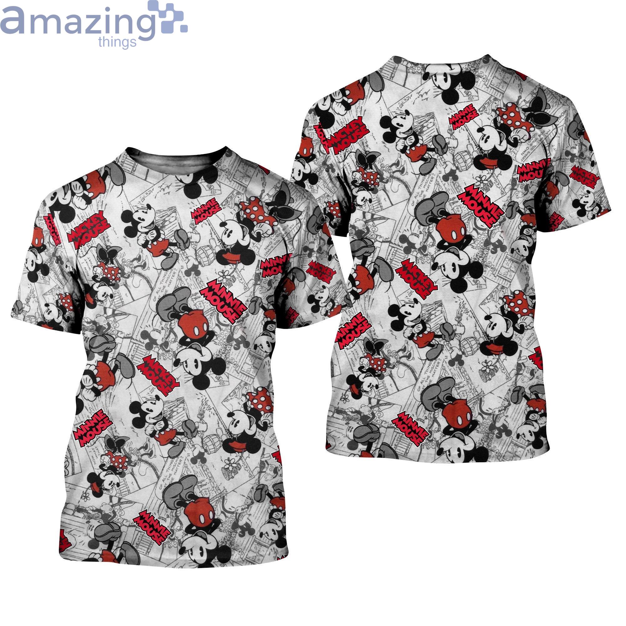 Mickey & Minnie Mouse White Comic Patterns Disney Cartoon 3D T-Shirts Product Photo 1