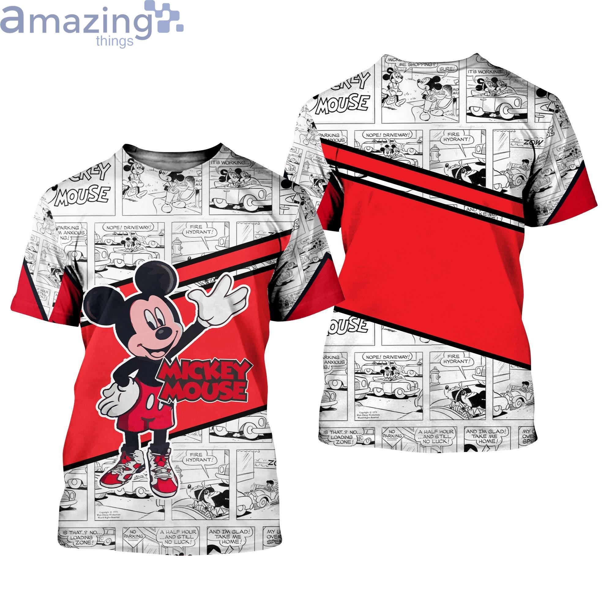 Mickey Mouse Jordan Red White Comic Patterns Disney Cartoon 3D T Shirts image Mickey Mouse Jordan Red White Comic Patterns Disney Cartoon 3D T-Shirts Product Photo 2