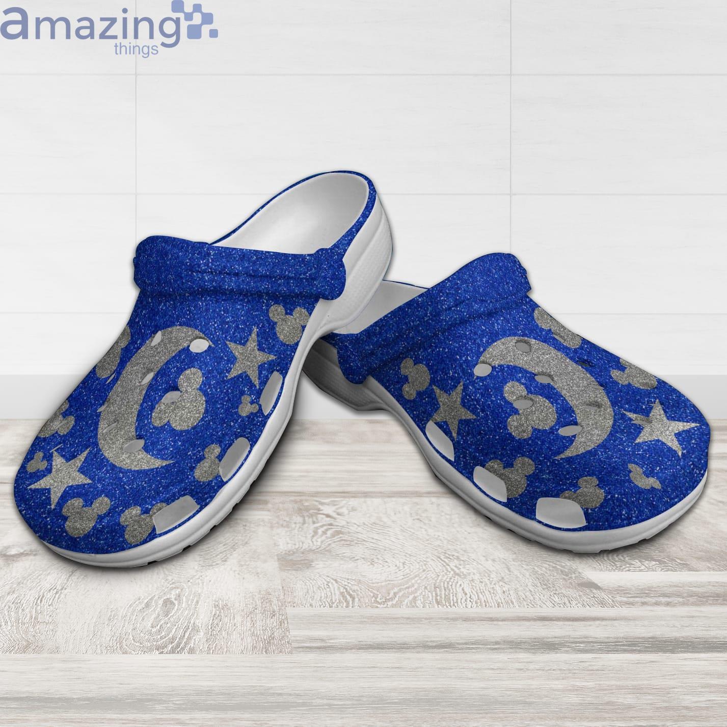 Mickey Mouse Logo Star Silver Blue Patterns Glitter Disney Cartoon Clog For Men And Women Product Photo 1