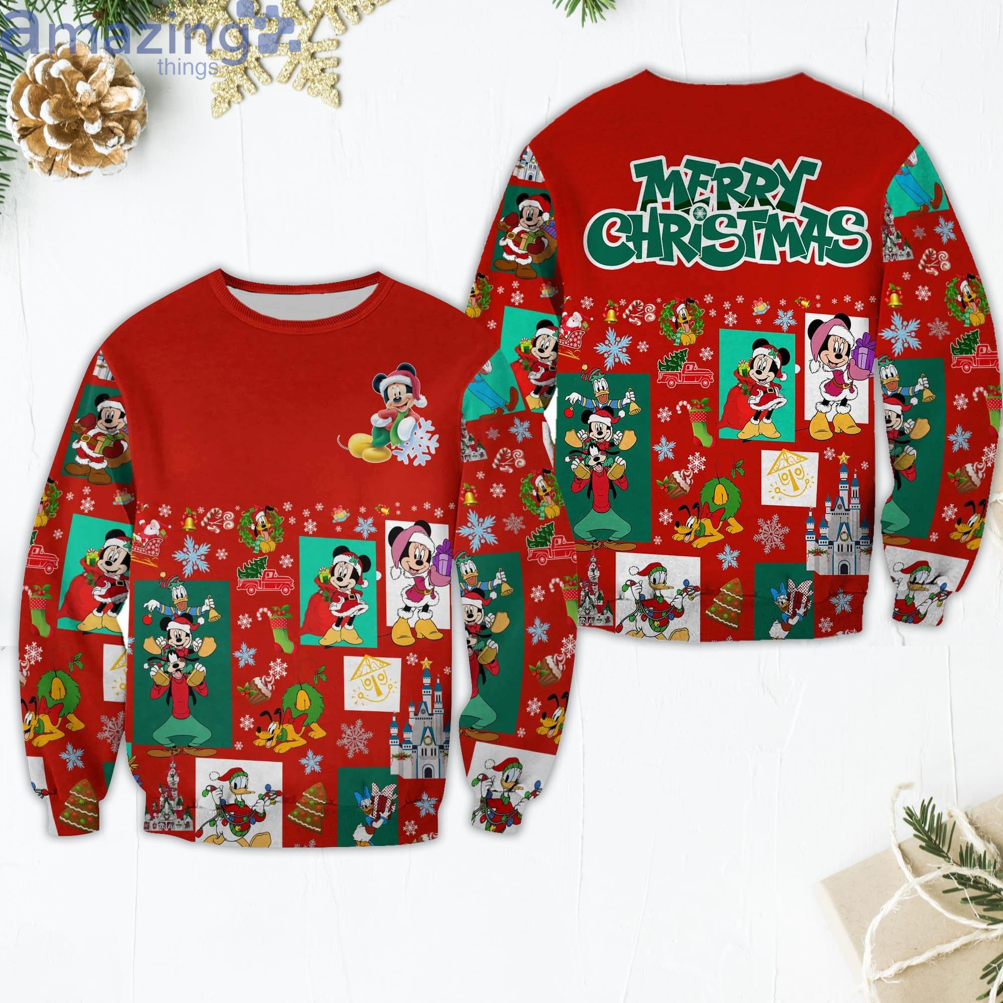 Mickey Mouse Pattern Xmas Red 2022 Christmas Disney Cartoon Sweater Product Photo 1 Mickey Mouse Pattern Xmas Red 2022 Christmas Disney Cartoon Sweater Product Photo 1