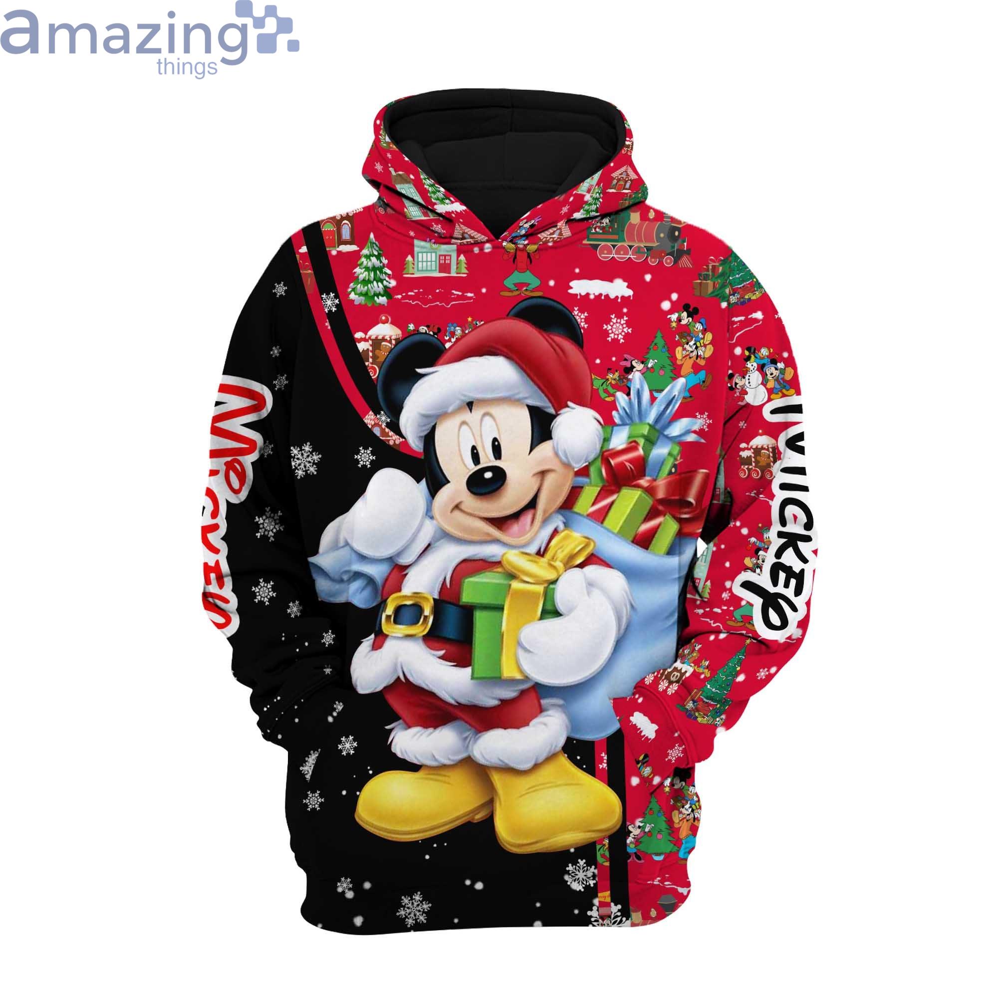 Mickey Mouse Red Christmas Disney Cartoon 3d Hoodie Zip Hoodie