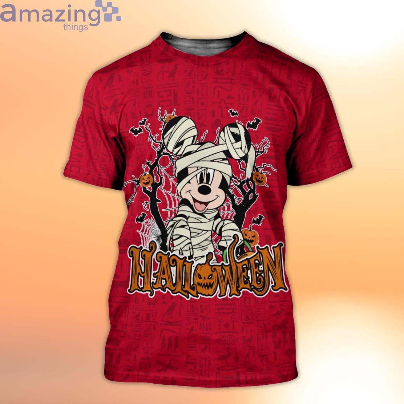 Mickey Mouse Red Orange Mummy Halloween Disney Cartoon 3D T Shirts image Mickey Mouse Red Orange Mummy Halloween Disney Cartoon 3D T-Shirts Product Photo 2