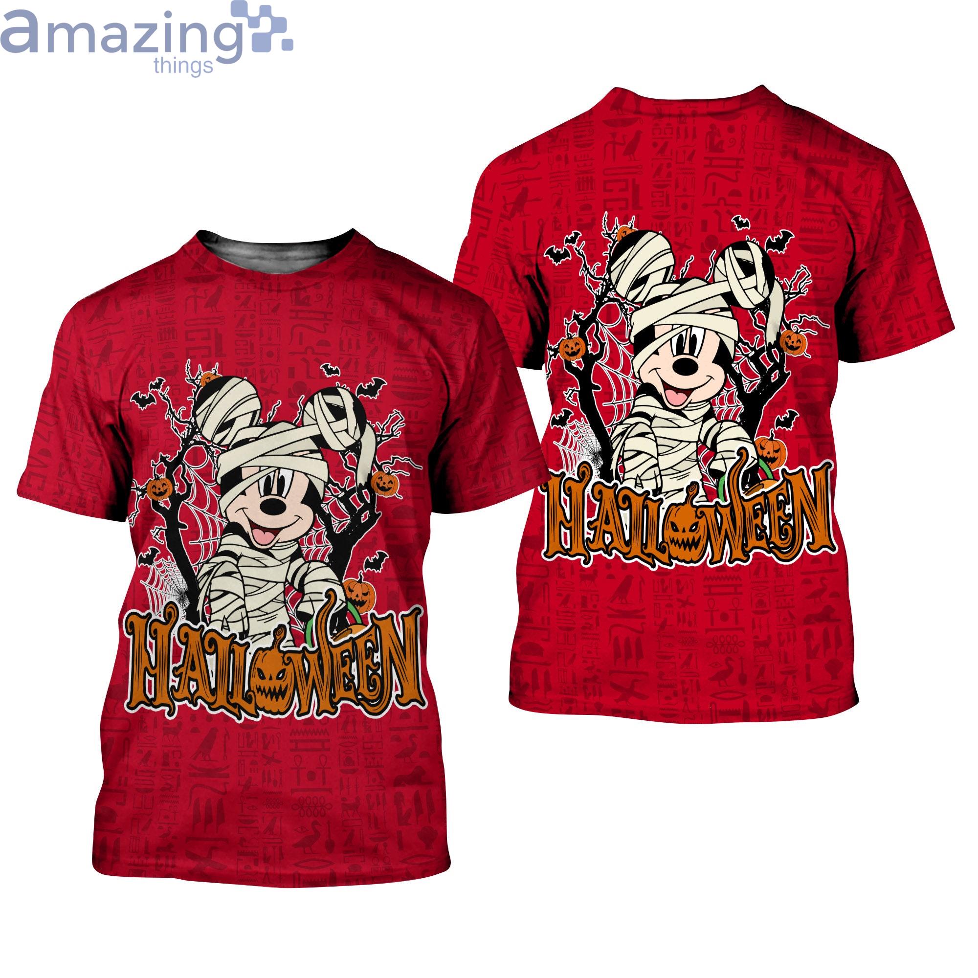 Mickey Mouse Red Orange Mummy Halloween Disney Cartoon 3D T-Shirts Product Photo 1 Mickey Mouse Red Orange Mummy Halloween Disney Cartoon 3D T-Shirts Product Photo 1
