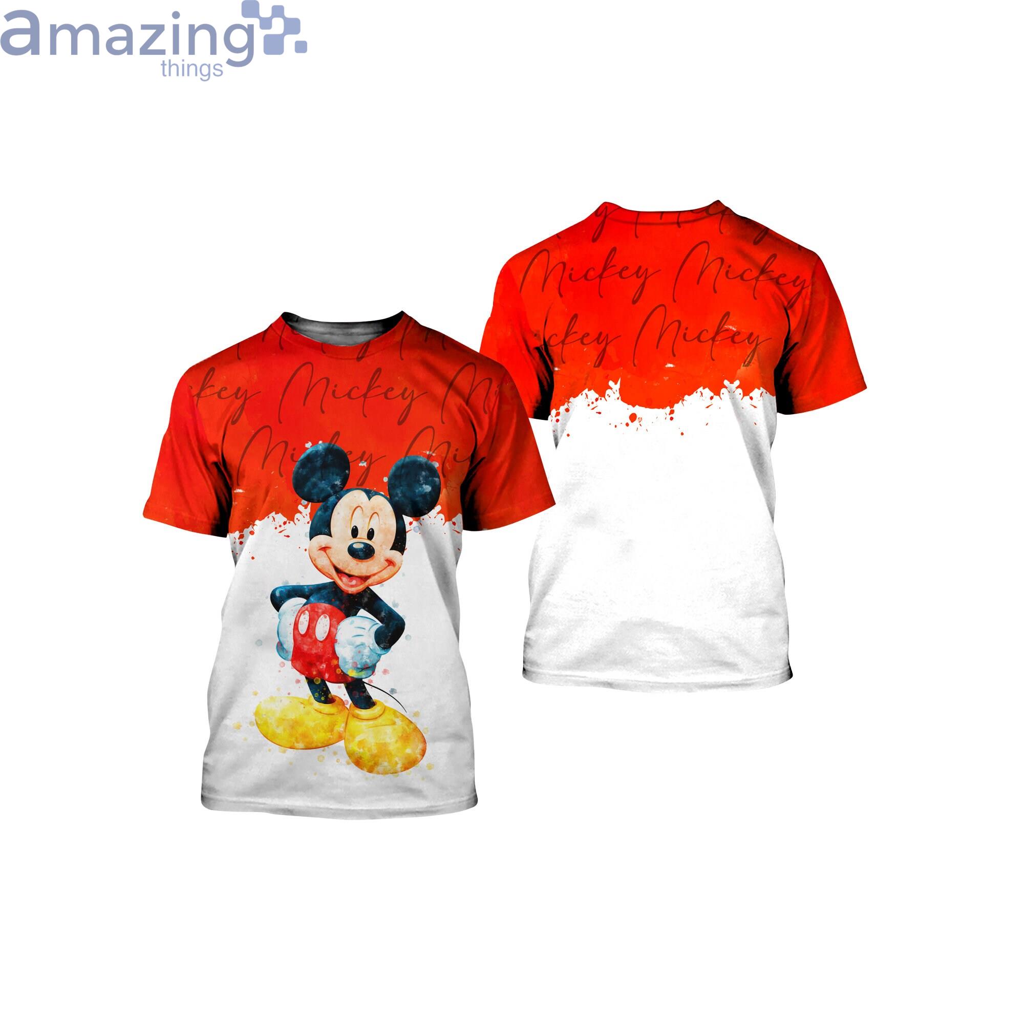 Mickey Mouse Red Watercolor Glitter Disney Cartoon 3D T-Shirts Product Photo 1 Mickey Mouse Red Watercolor Glitter Disney Cartoon 3D T-Shirts Product Photo 1