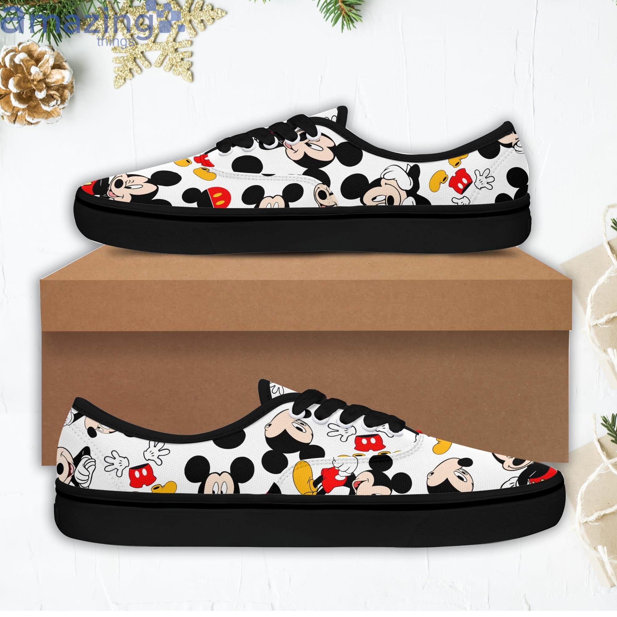 ik ben gelukkig zoet Articulatie Mickey Mouse Reds Disney Cartoon Low Top Slip On Lace Up Canvas Vans Shoes