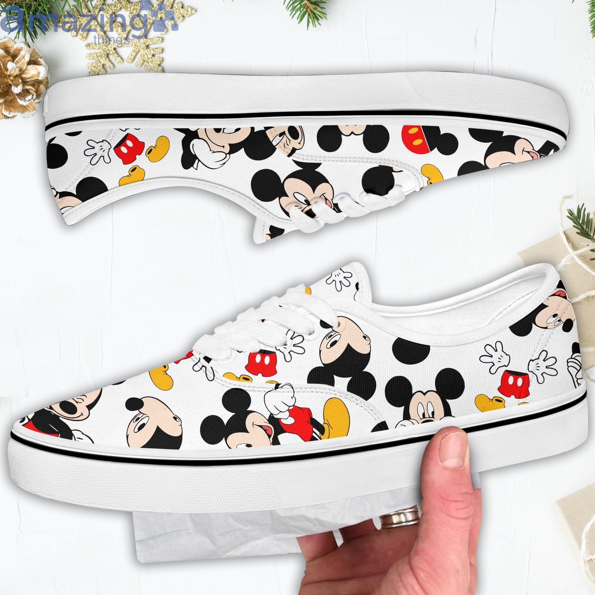 ik ben gelukkig zoet Articulatie Mickey Mouse Reds Disney Cartoon Low Top Slip On Lace Up Canvas Vans Shoes