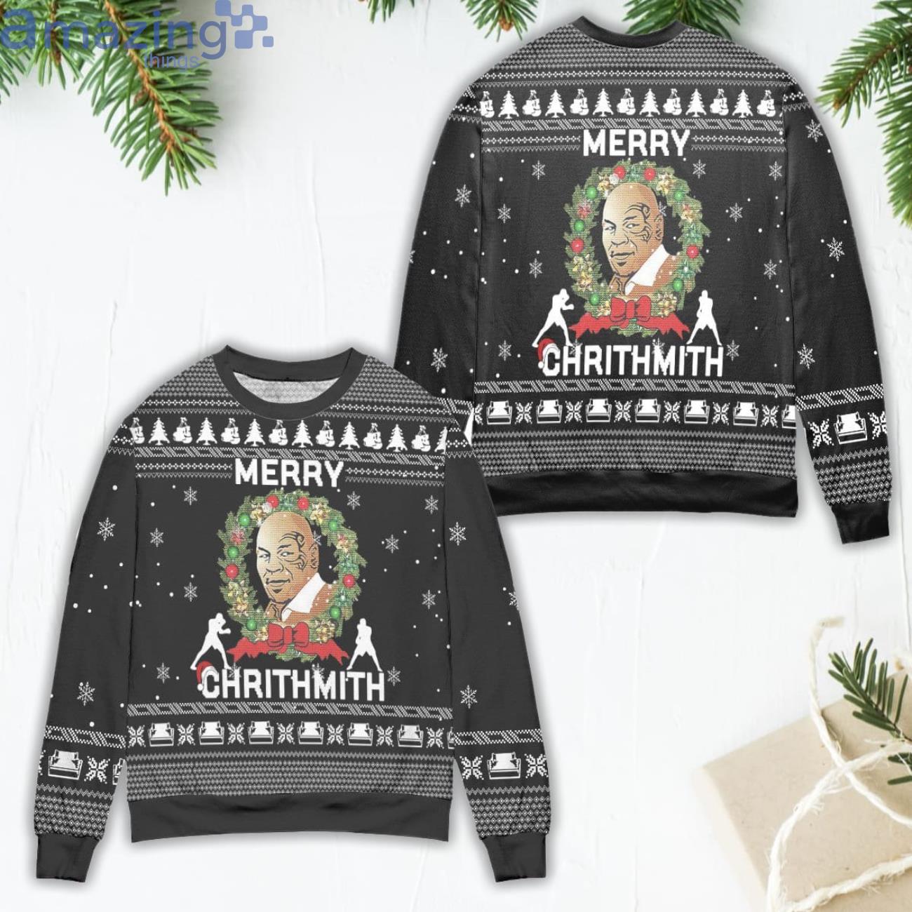 Mike Tyson Merry Chrithmith Ugly Christmas Sweater Product Photo 1
