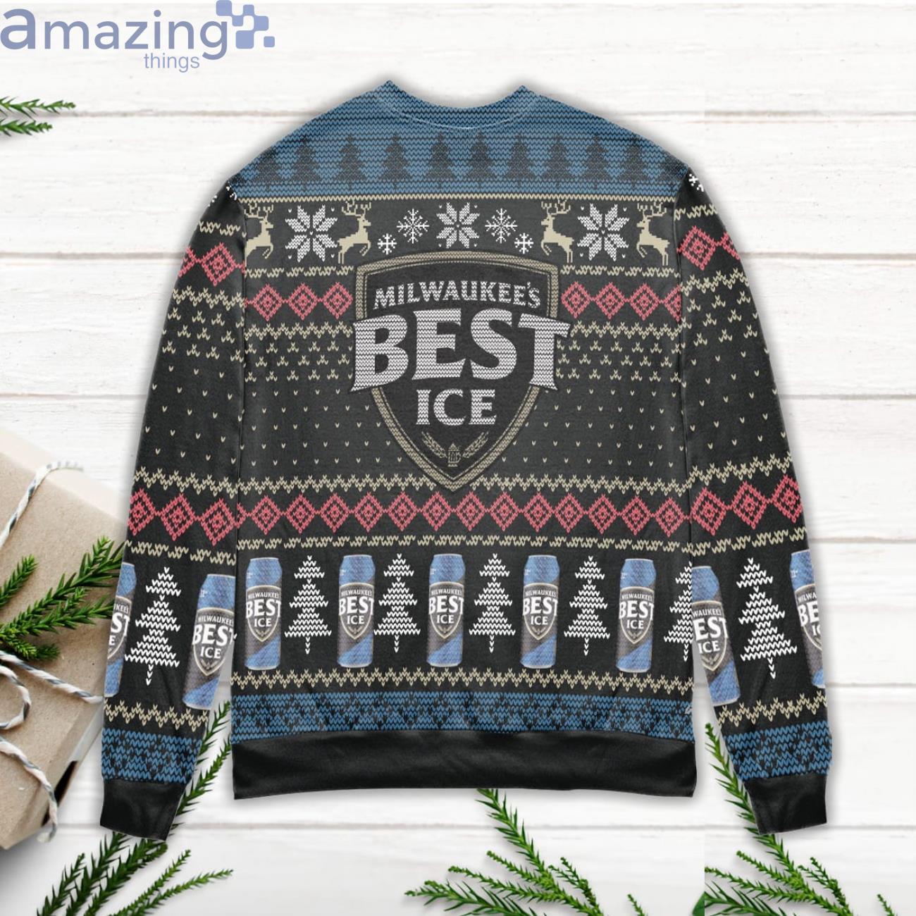 Milwaukee's Best Ice Beer Snowflake Pattern Ugly Christmas Sweater image Milwaukees Best Ice Beer Snowflake Pattern Ugly Christmas Sweater Product Photo 3