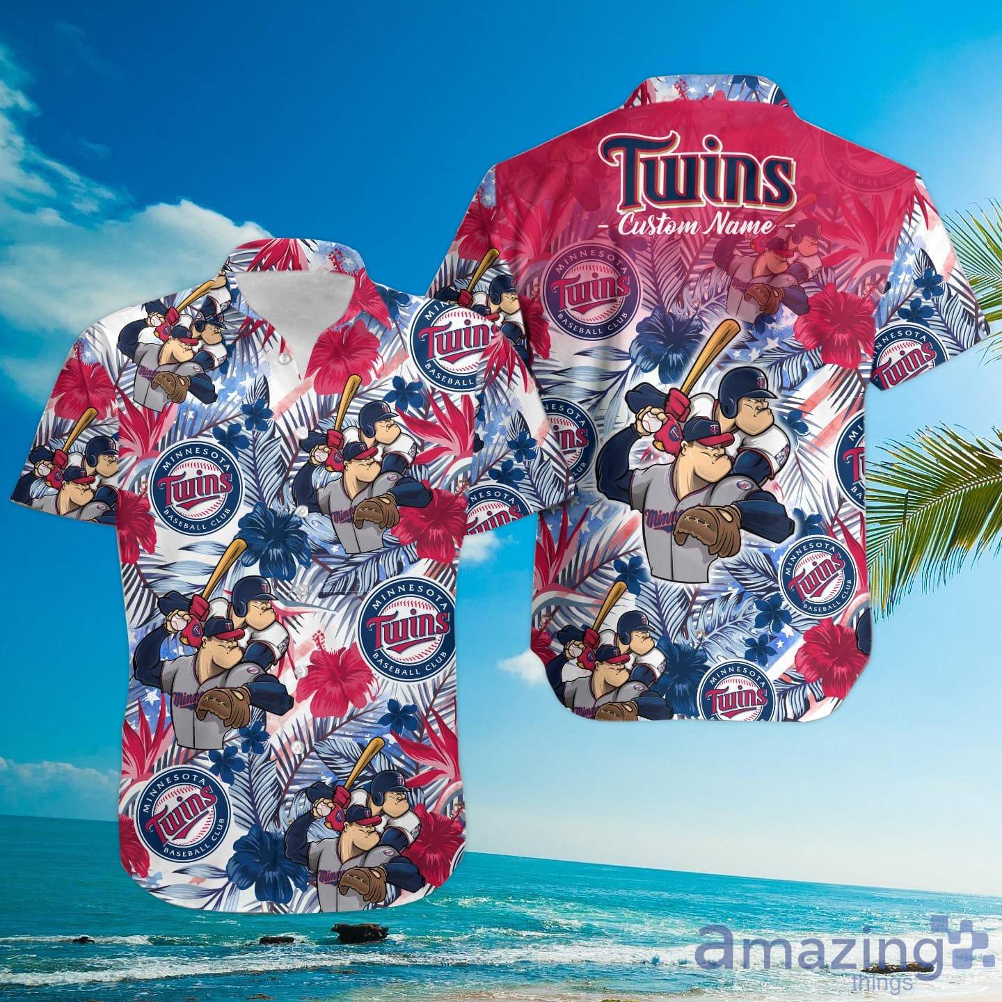 Minnesota Twins Tropical Floral Custom Name Aloha Hawaiian Shirt