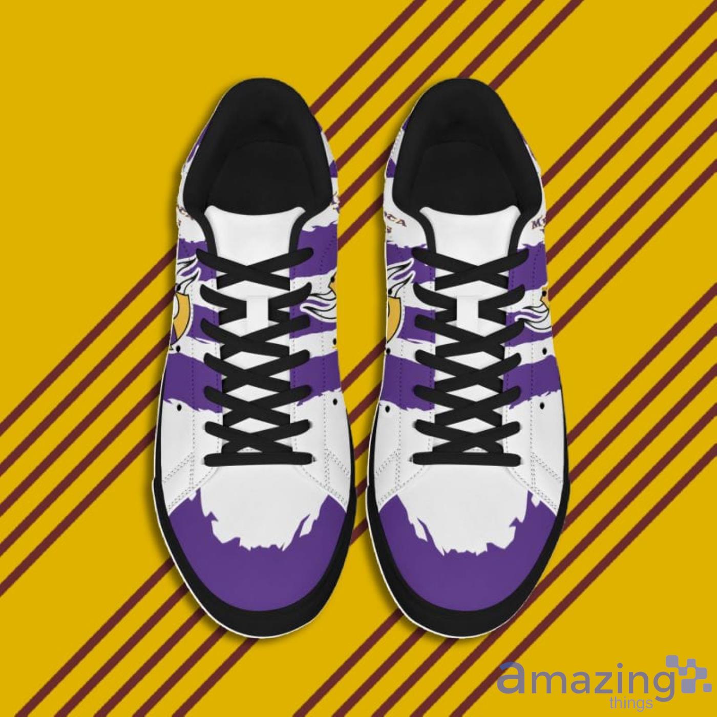 Personalize NFL Minnesota Vikings Purple White Stripes Yellow Max Sole Sneakers  Shoes - T-shirts Low Price