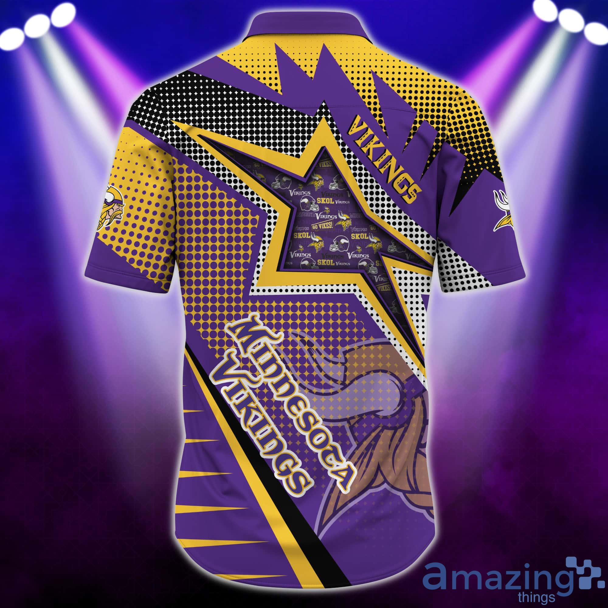 Minnesota Vikings NFL Half Tone Texture Style Short Sleeves Hawaiian Shirt image Minnesota Vikings NFL Half Tone Texture Style Short Sleeves Hawaiian Shirt Product Photo 2