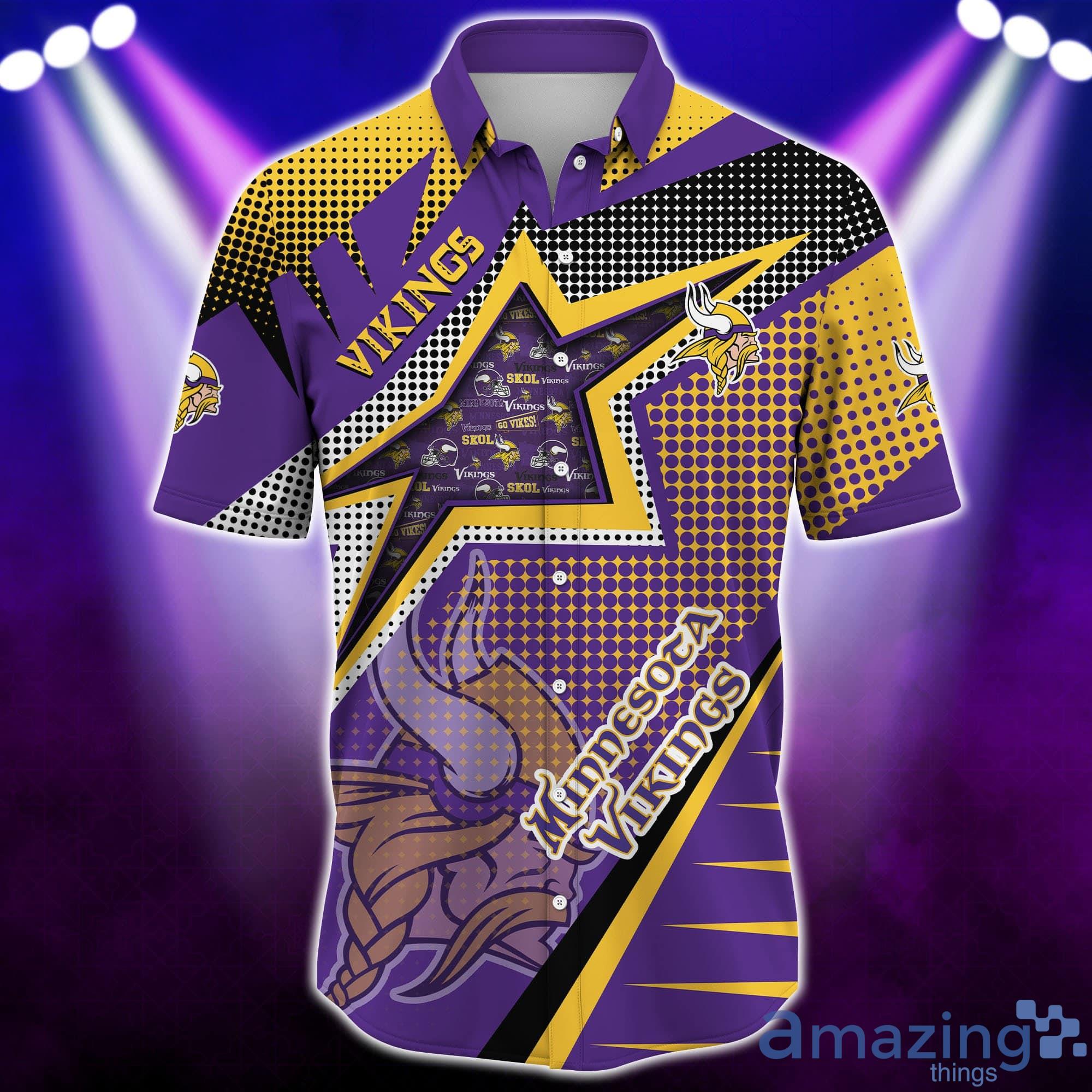 Minnesota Vikings NFL Half Tone Texture Style Short Sleeves Hawaiian Shirt image Minnesota Vikings NFL Half Tone Texture Style Short Sleeves Hawaiian Shirt Product Photo 3