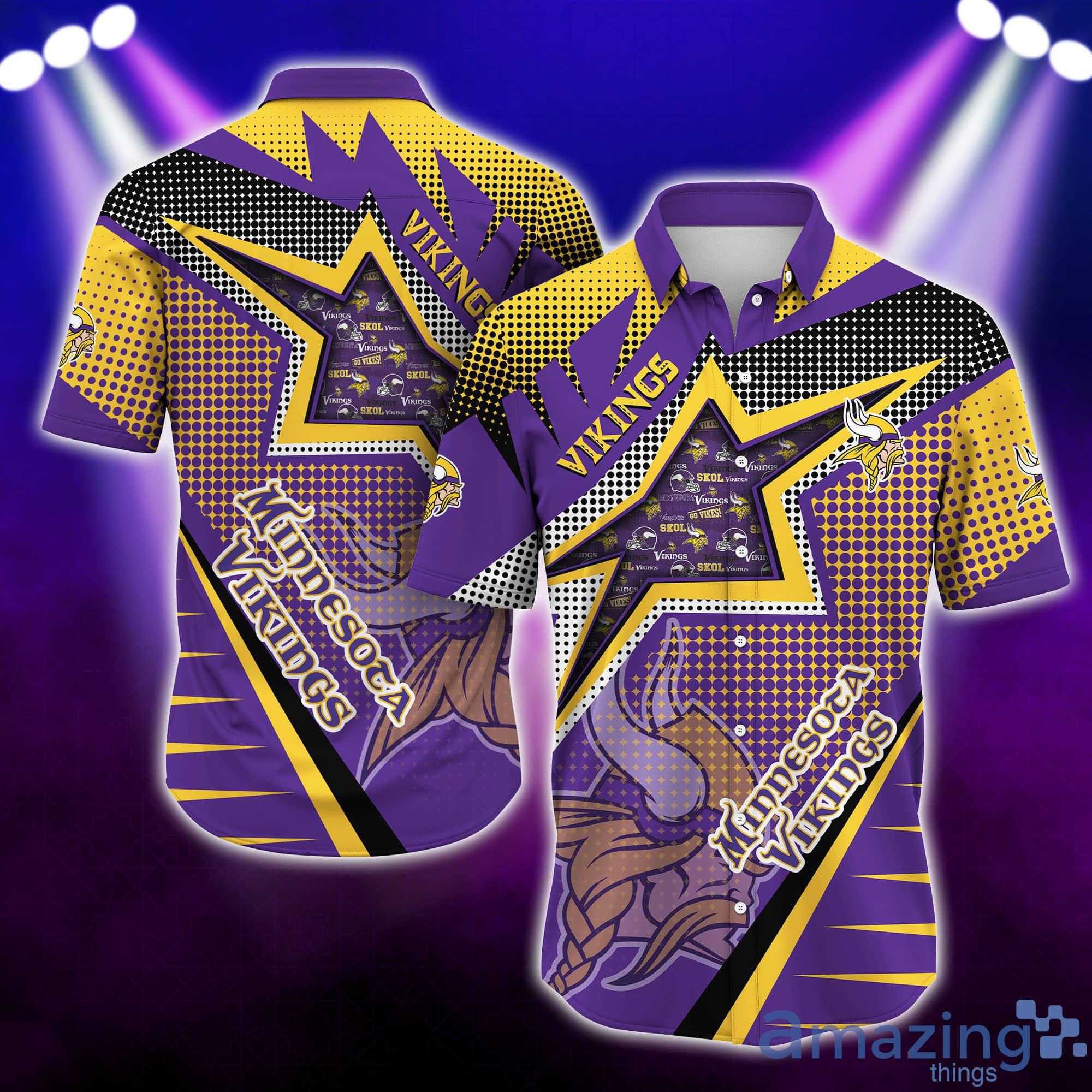 Minnesota Vikings NFL Half Tone Texture Style Short Sleeves Hawaiian Shirt Product Photo 1