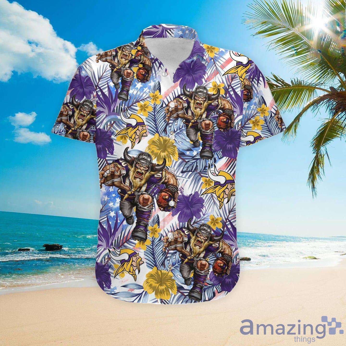 Minnesota Vikings Tropical Floral Custom Name Aloha Hawaiian Shirt