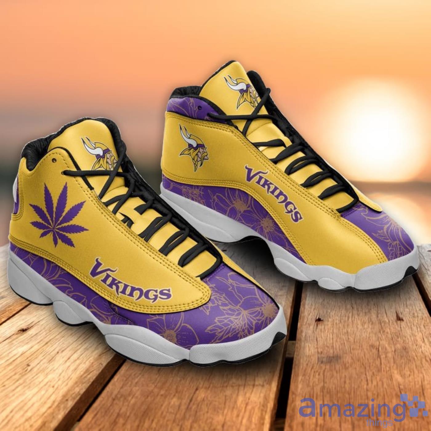 Minnesota Vikings Yellow And Black Air Jordan 13 Sneaker Shoes