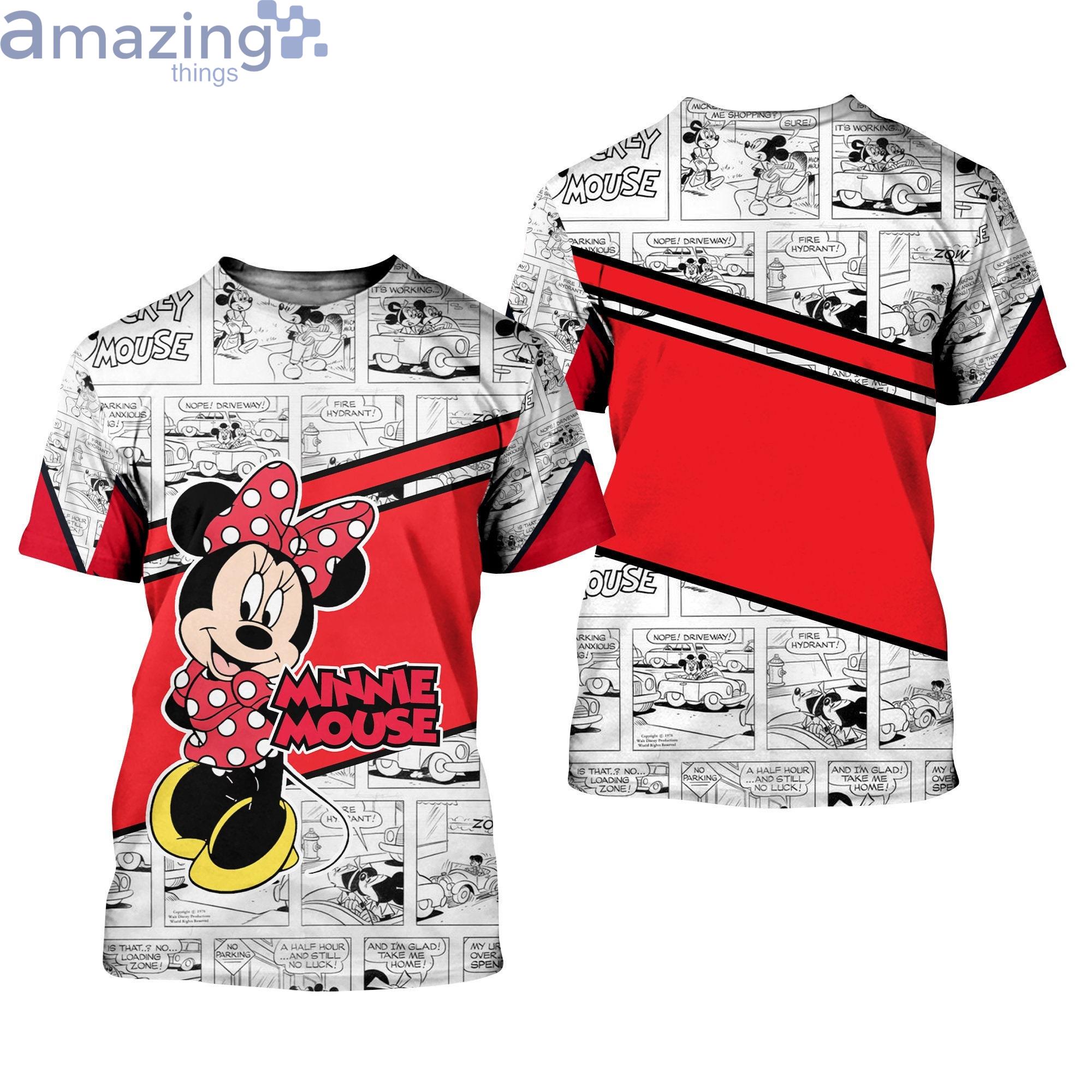 Minnie Mouse Jordan Red White Comic Patterns Disney Cartoon 3D T-Shirts Product Photo 1