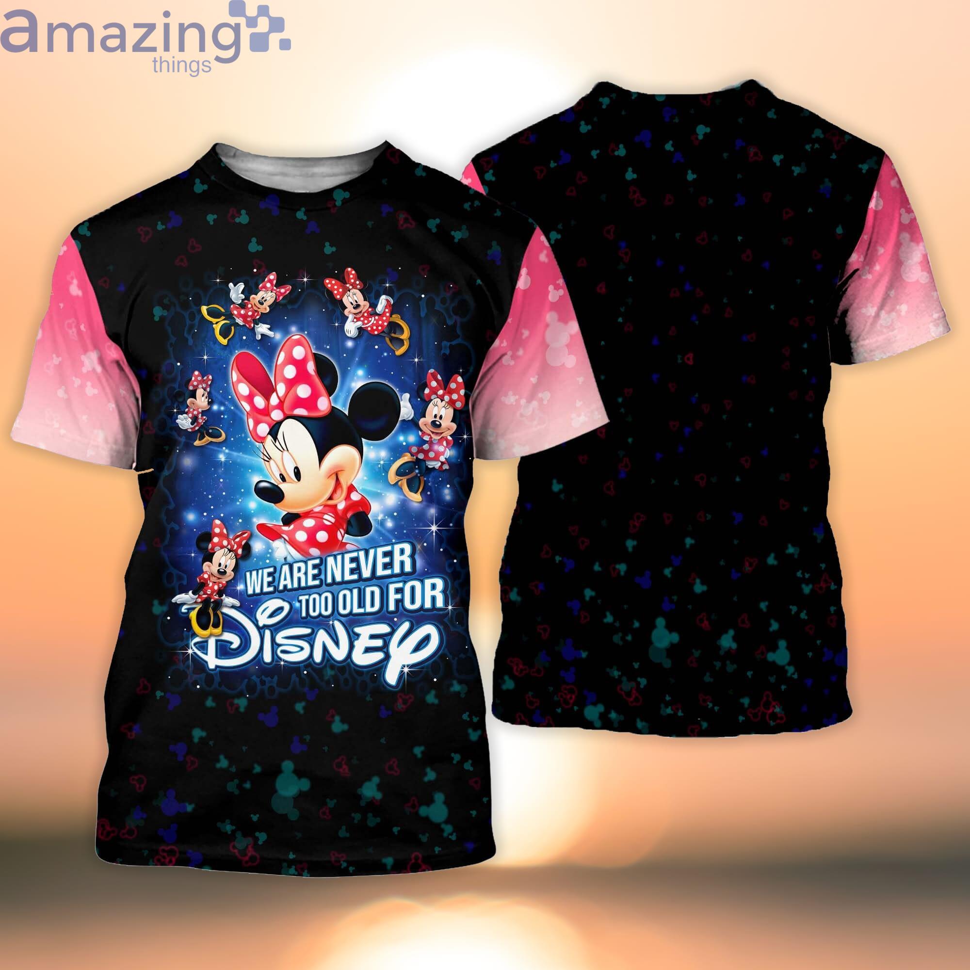 Minnie Mouse Never Too Old For Pink Black Disney Cartoon Cartoon 3D T-Shirt Product Photo 1