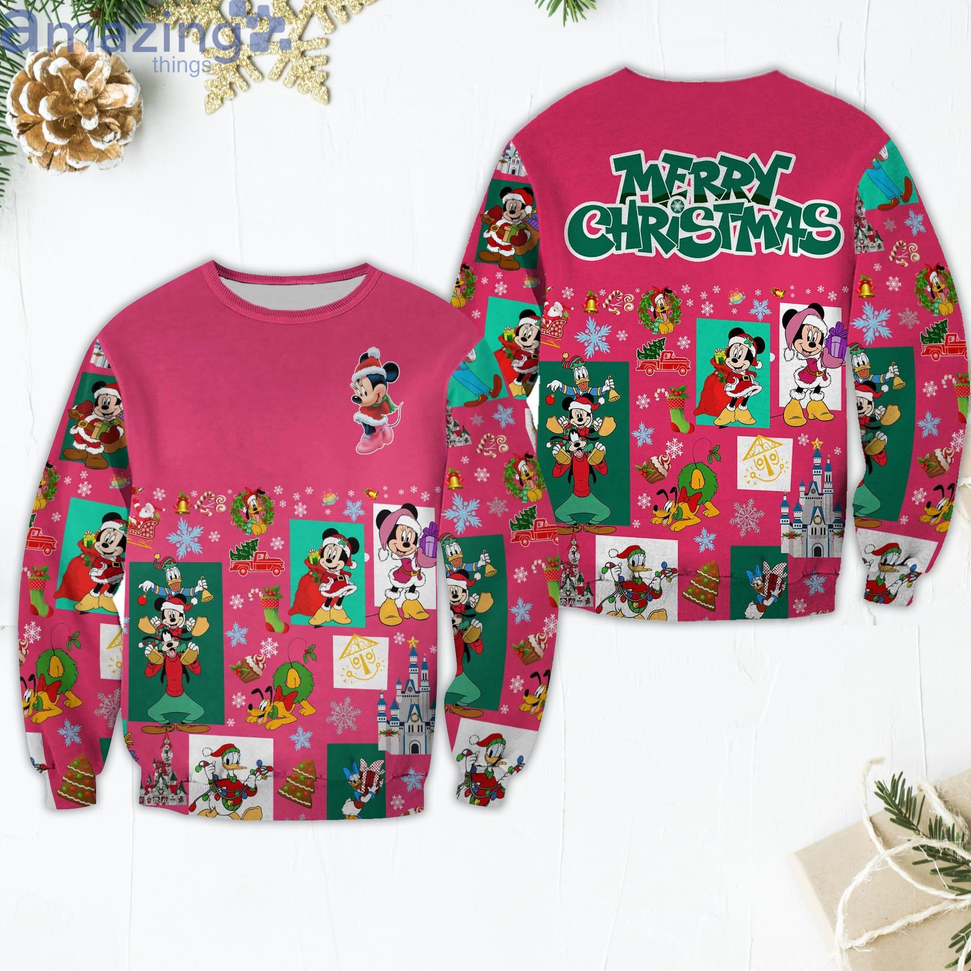 Minnie Mouse Pattern Xmas Pink 2022 Christmas Disney Cartoon Sweater Product Photo 1
