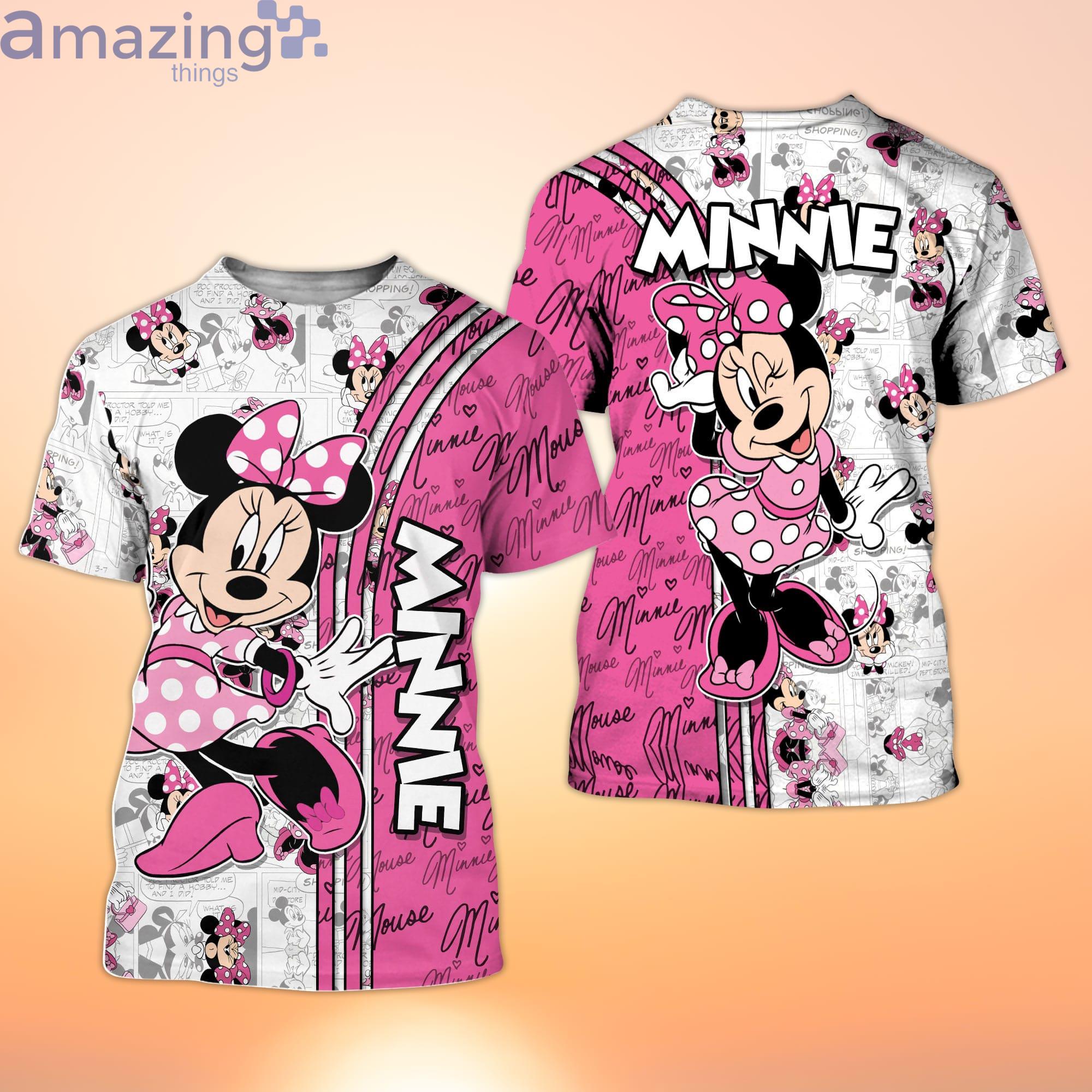 Minnie Mouse Pink Cross Comic Book Patterns Disney Cartoon 3D T-Shirt Product Photo 1