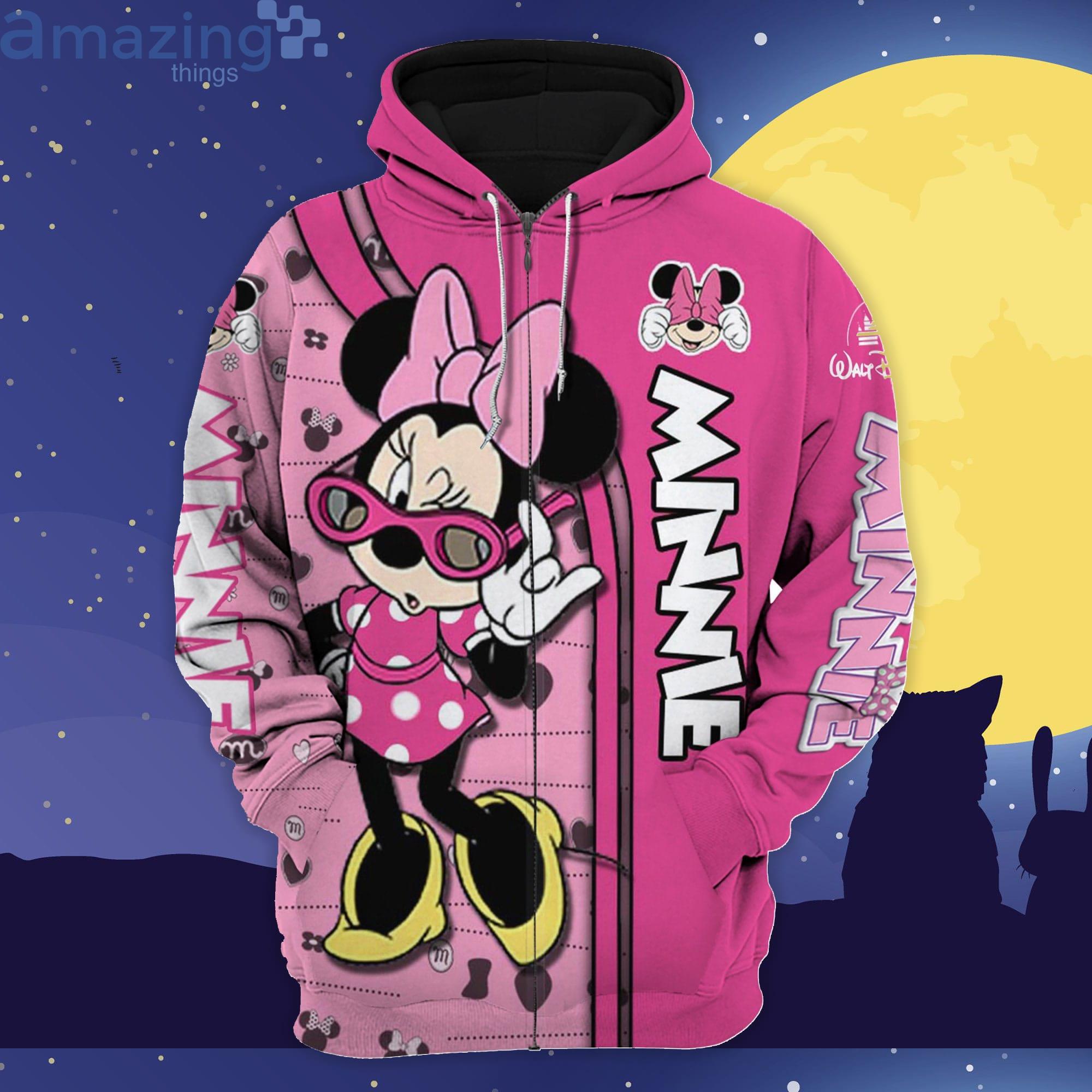 Minnie Pink White Polkadot Disney Cartoon 3D Hoodie Zip Hoodie Product Photo 1
