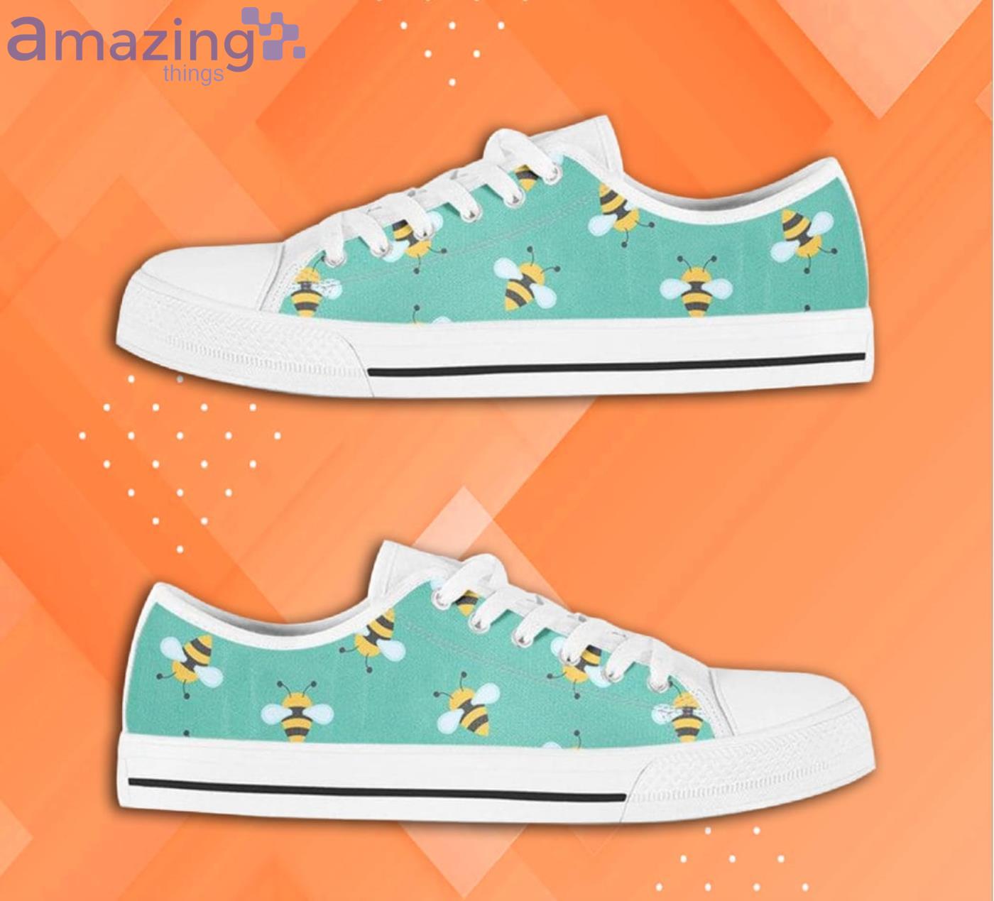Mint Bee Pattern Low Top Shoes image Mint Bee Pattern Low Top Shoes Product Photo 2