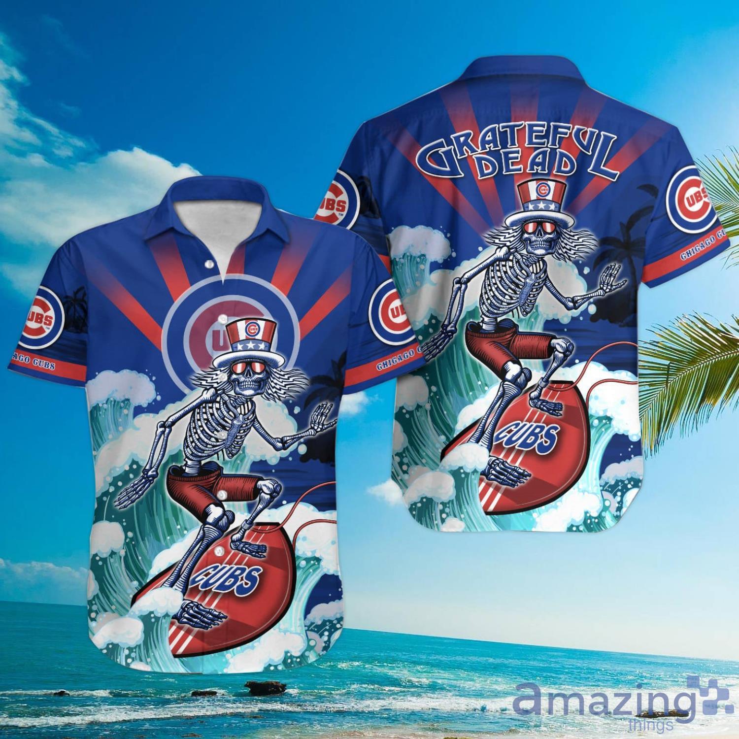 Chicago Cubs Grateful Dead Hawaiian Shirt, Chicago Cubs Gifts - Listentee