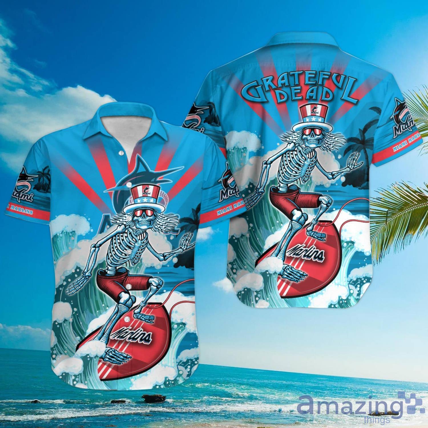 MLB Miami Marlins Grateful Dead Hawaiian Shirt Product Photo 1