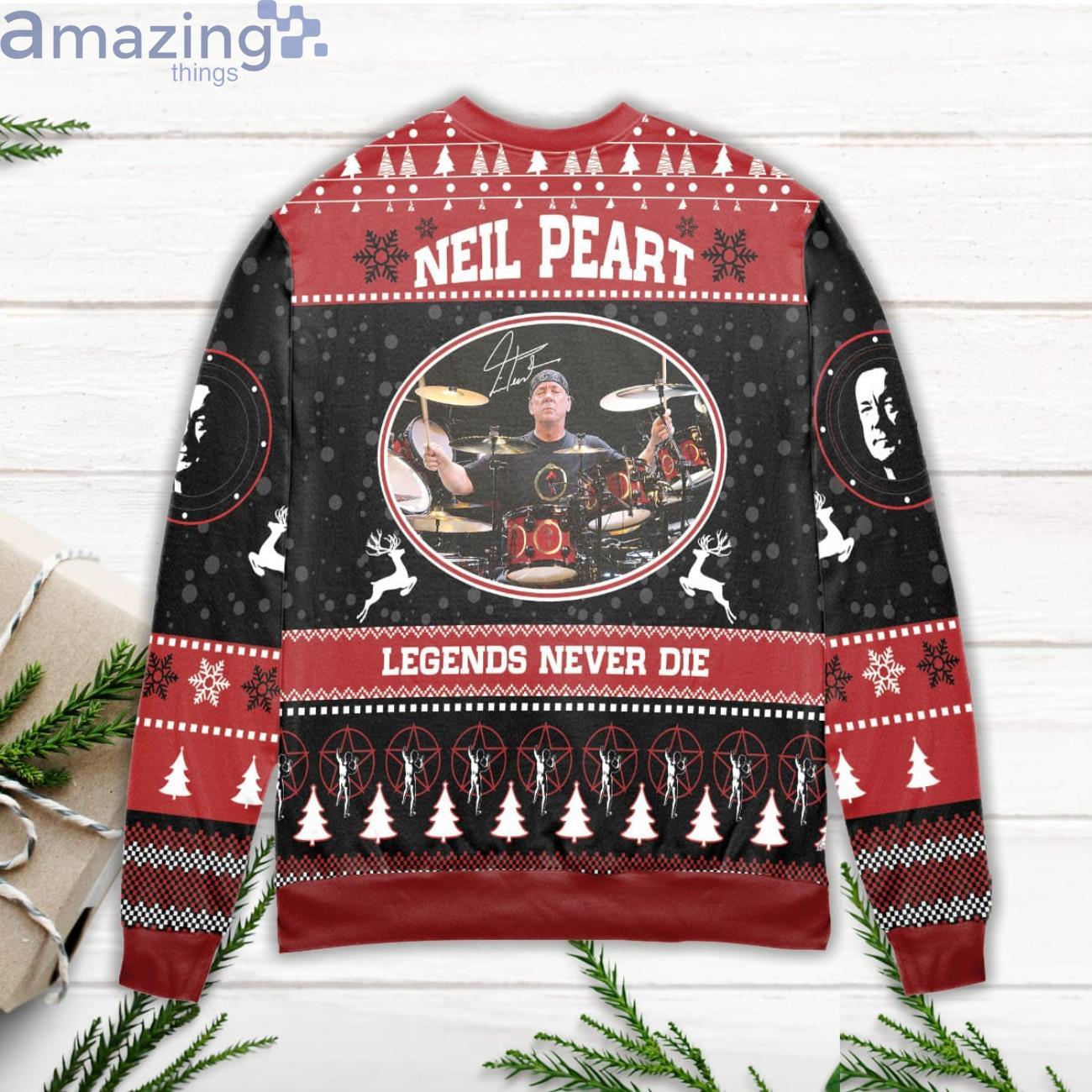 Neil Peart Legends Never Die Ugly Christmas Sweater image Neil Peart Legends Never Die Ugly Christmas Sweater Product Photo 3
