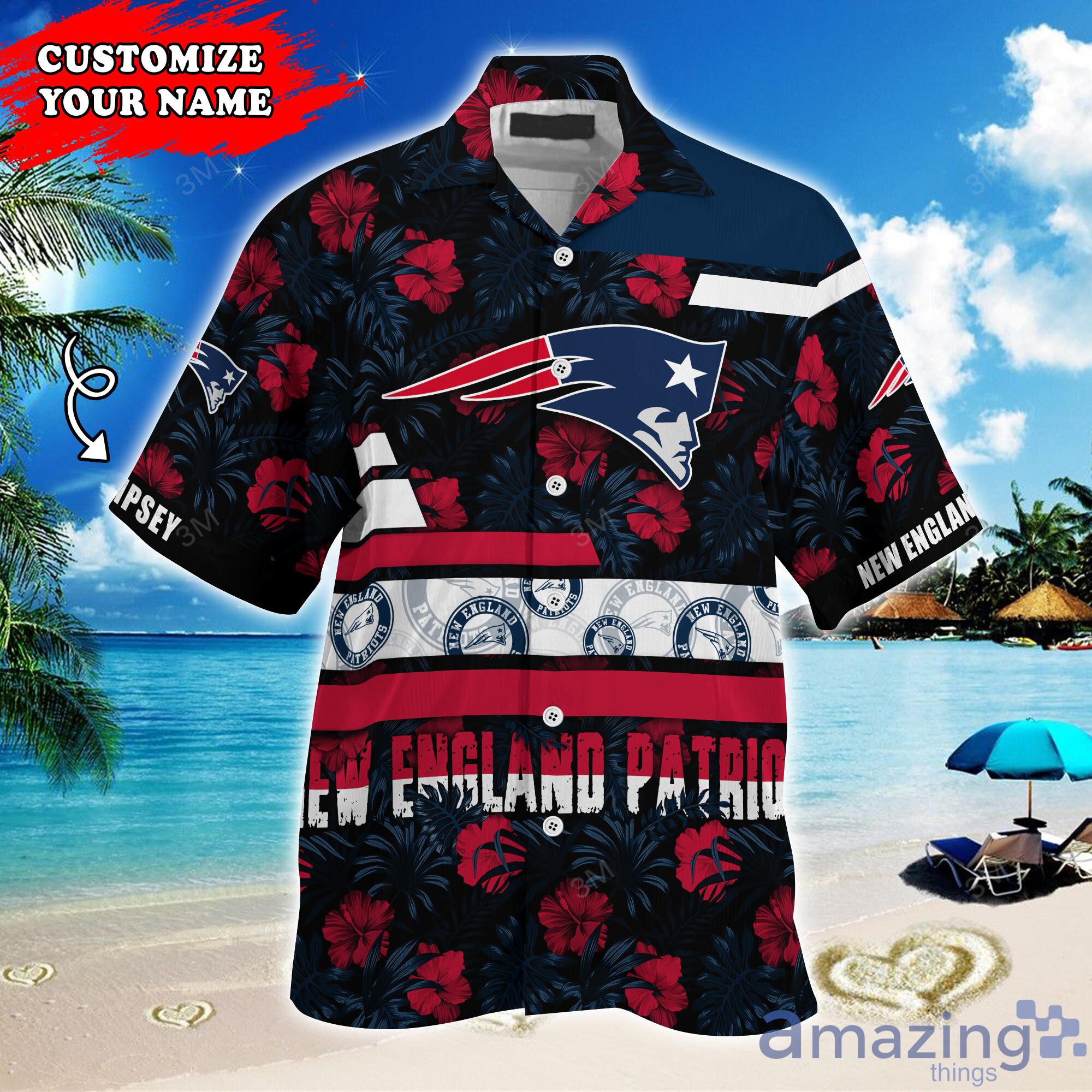 New England Patriots NF And Tropical Pattern Custom Name Hawaiian Shirt