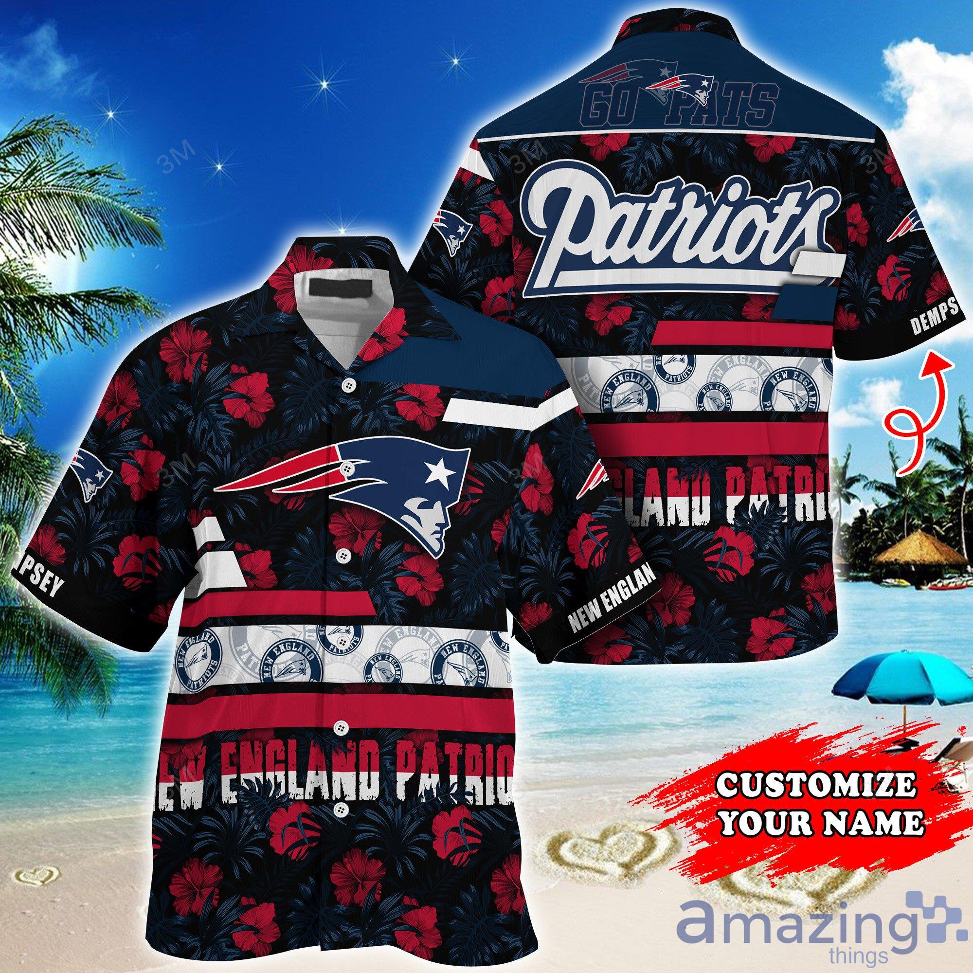 New England Patriots NFL Custom Name Tropical Habicus Pattern Short Sleeves Hawaiian Shirt Product Photo 1