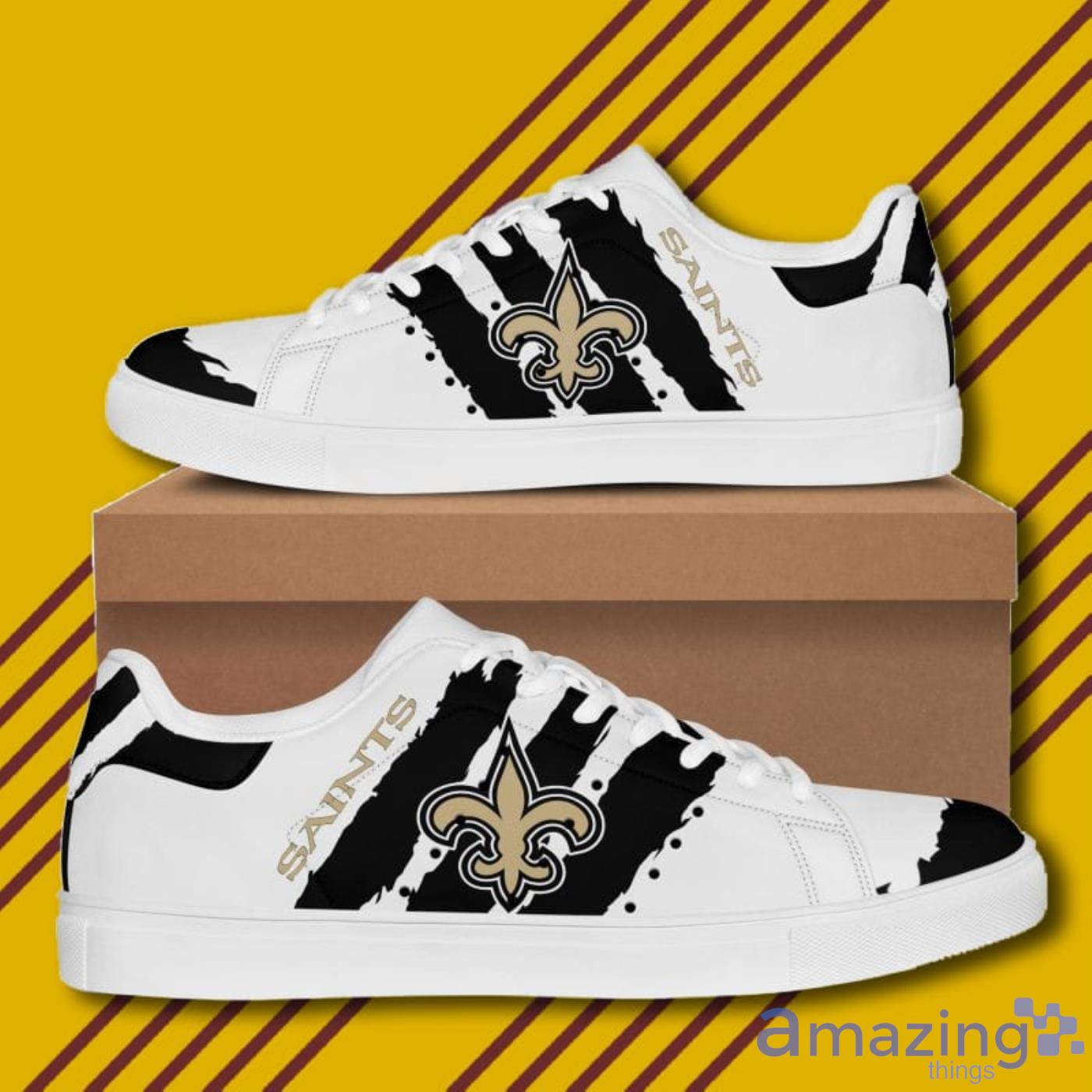 New Orleans Saints NFL Black And White Skate Shoes image New Orleans Saints NFL Black And White Skate Shoes Product Photo 2