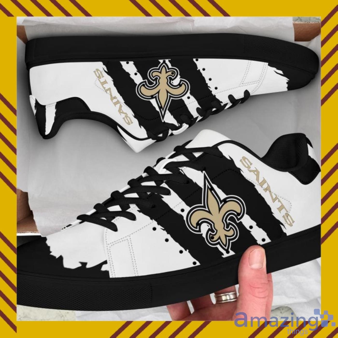New Orleans Saints NFL Black And White Skate Shoes image New Orleans Saints NFL Black And White Skate Shoes Product Photo 8